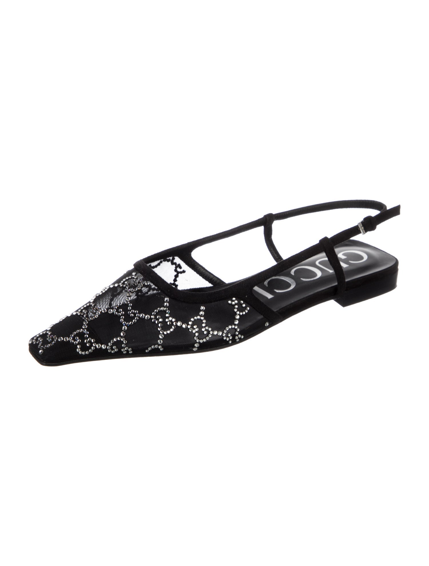 Gucci GG Logo Mesh Slingback Flats