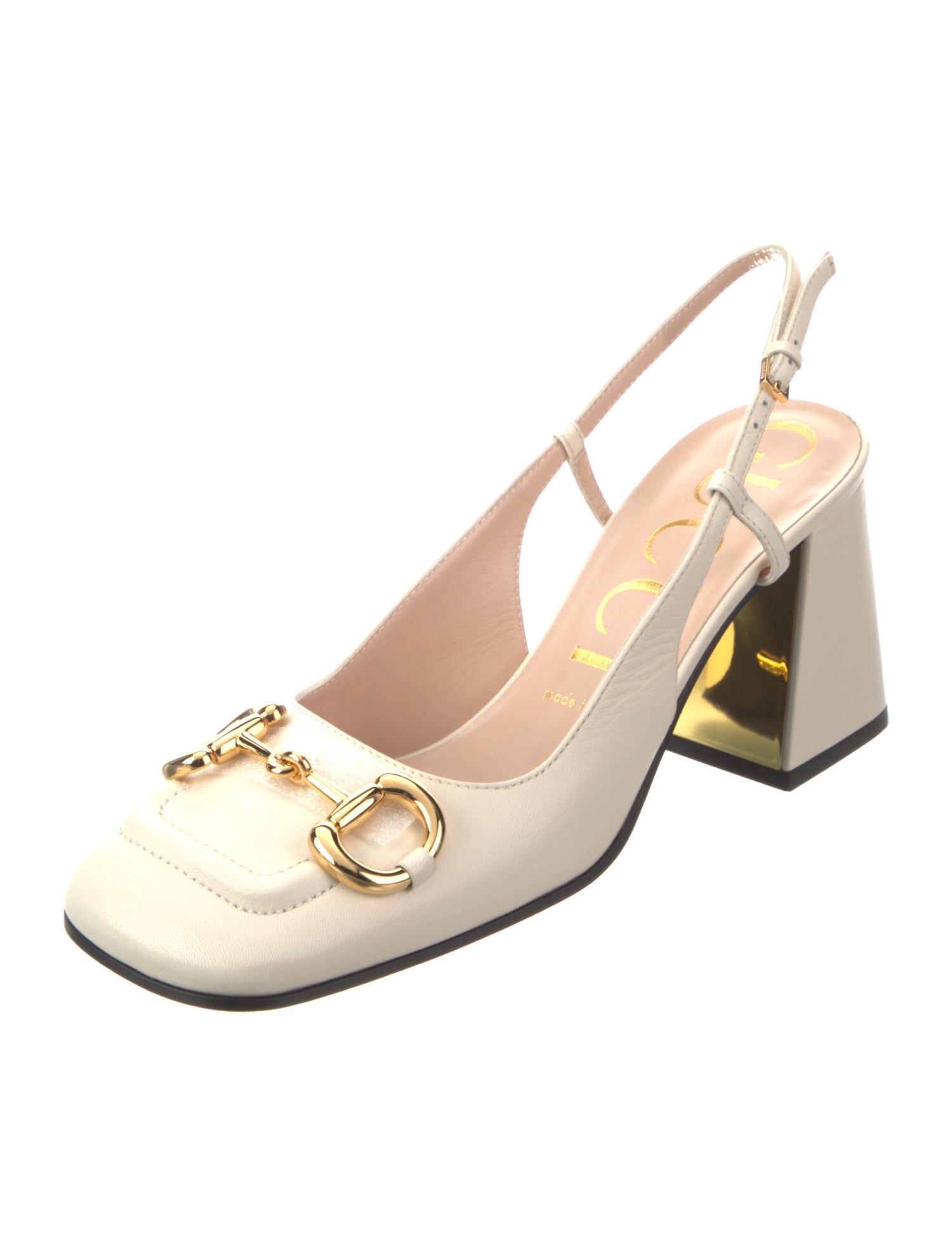 Gucci Horsebit Accent Leather Slingback Pumps