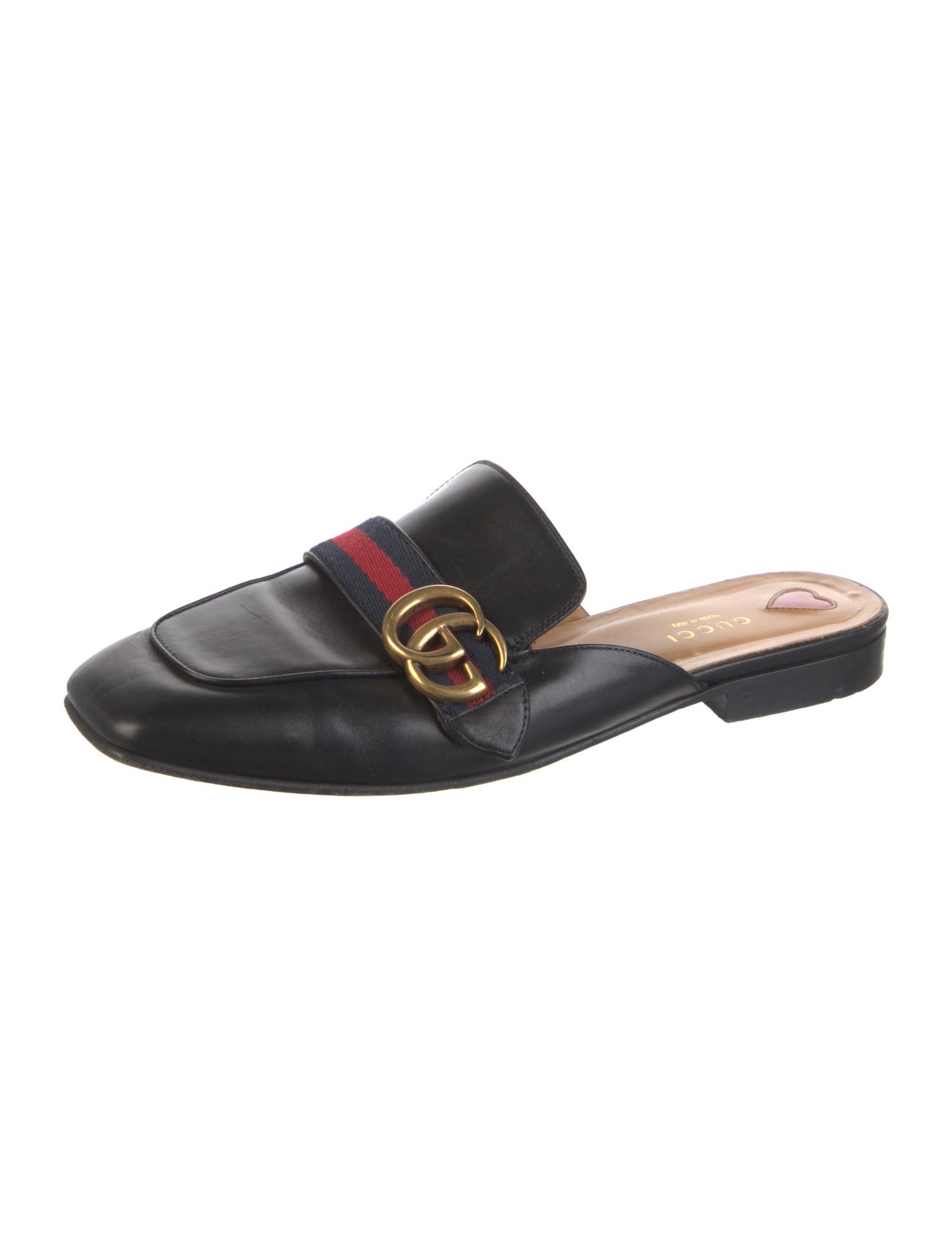 Gucci Sylvie Web Accent Leather Mules