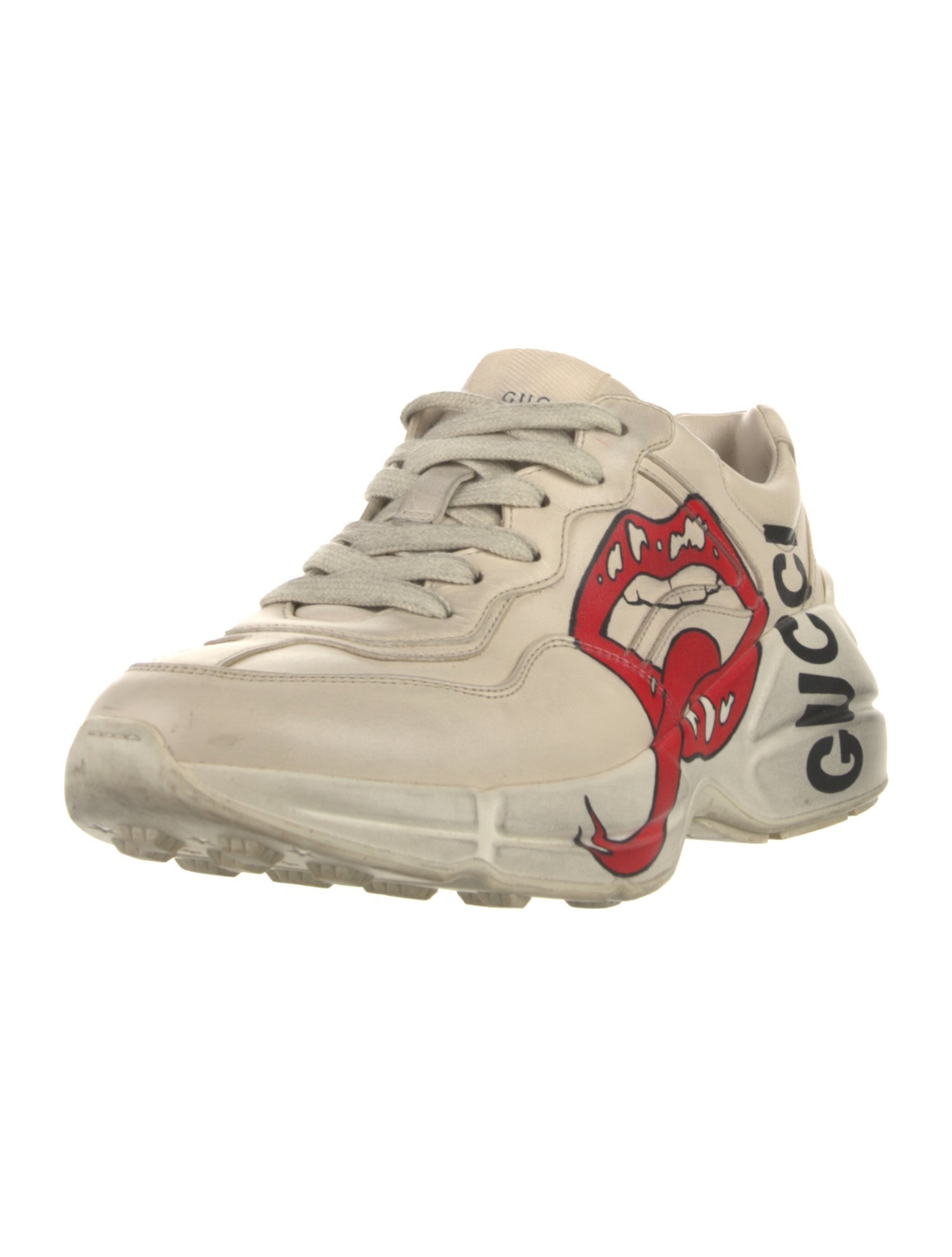 Gucci Leather Graphic Print Chunky Sneakers