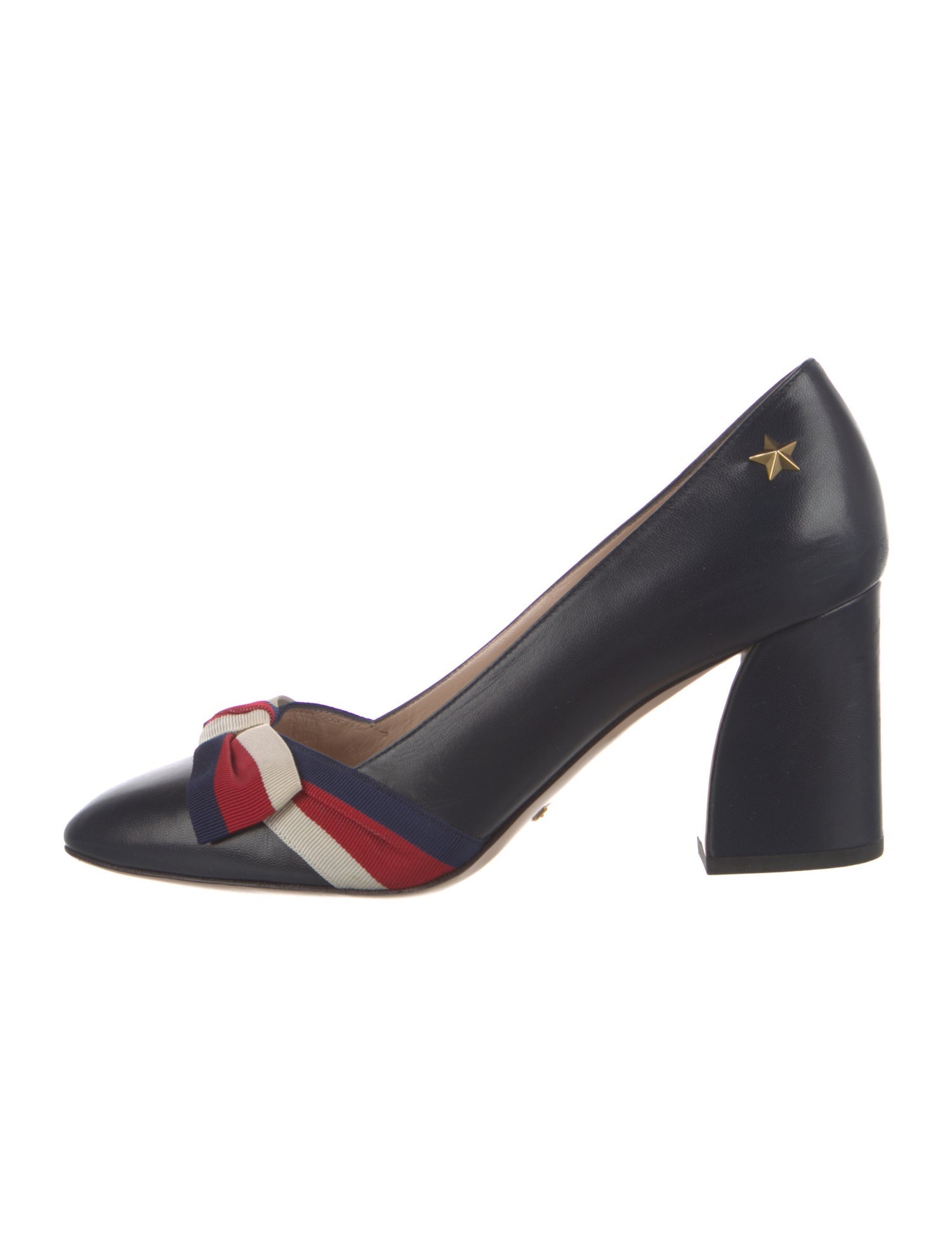 Gucci Sylvie Web Accent Leather Pumps