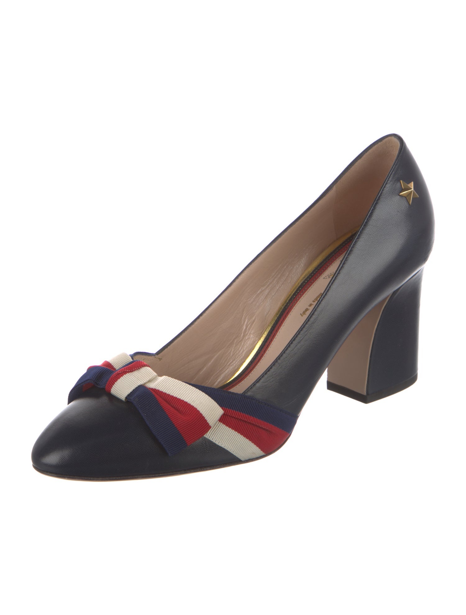 Gucci Sylvie Web Accent Leather Pumps