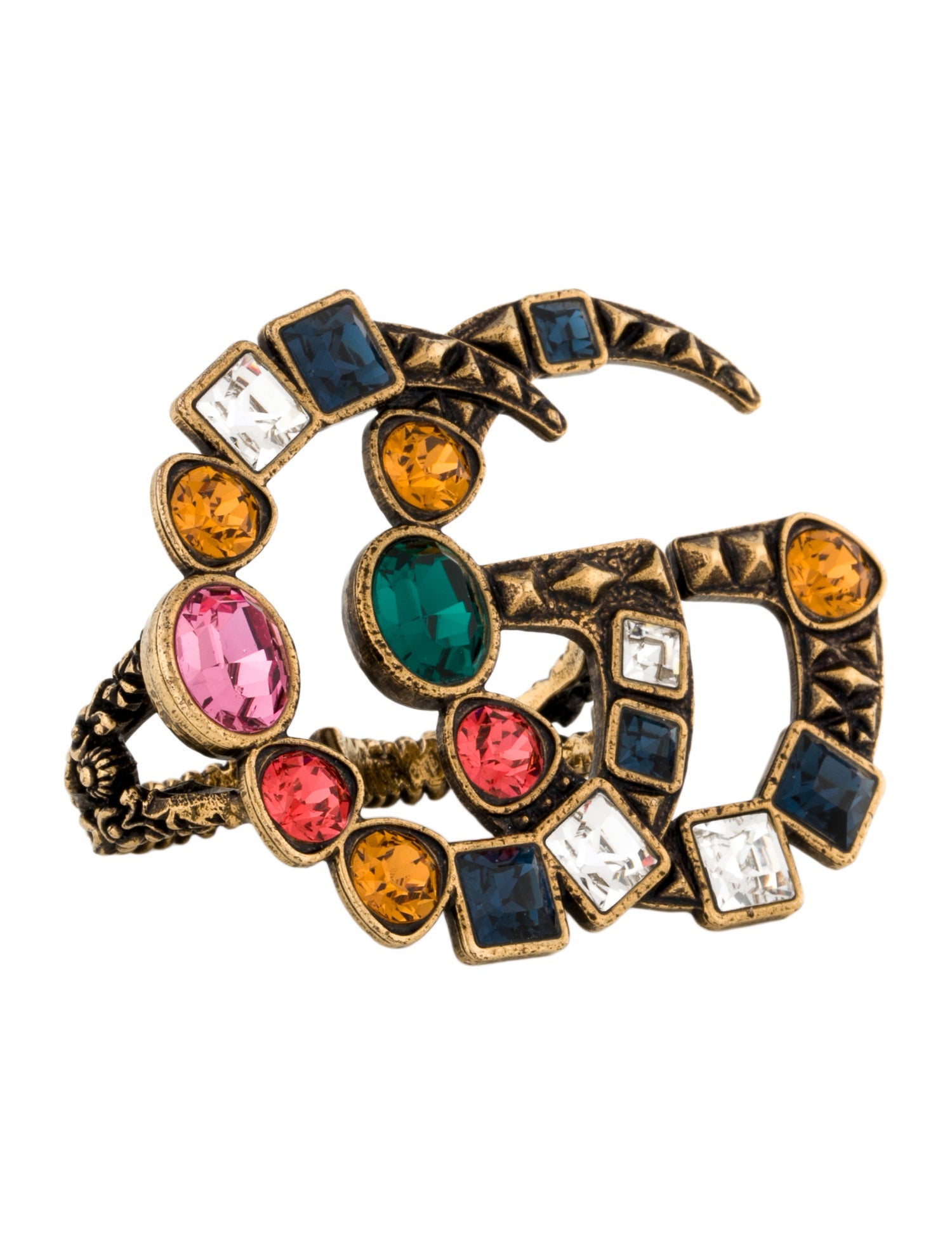 Gucci Crystal Double G Multi-Finger Ring
