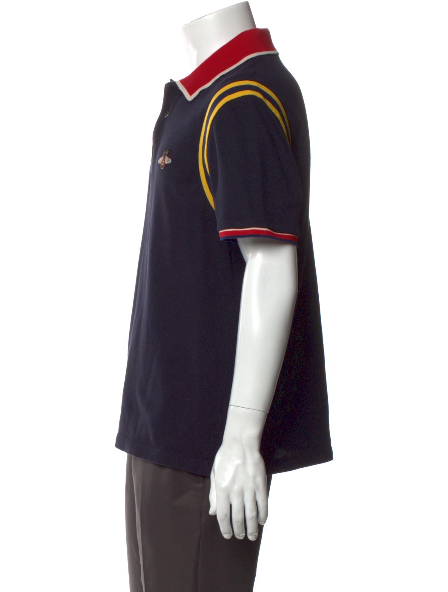 Gucci Sylvie Web Accent V-Neck Polo Shirt