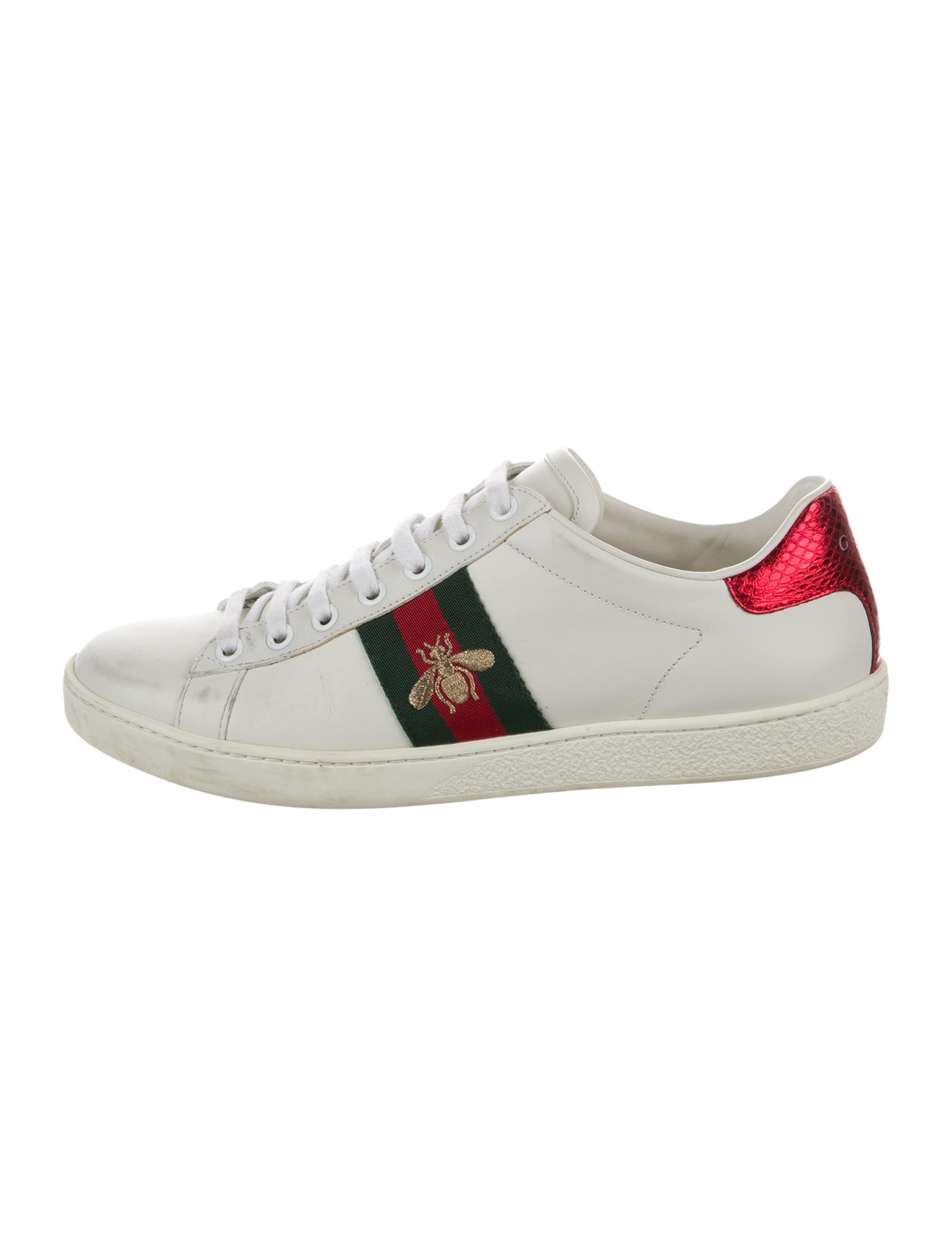 Gucci Web Accent Leather Sneakers