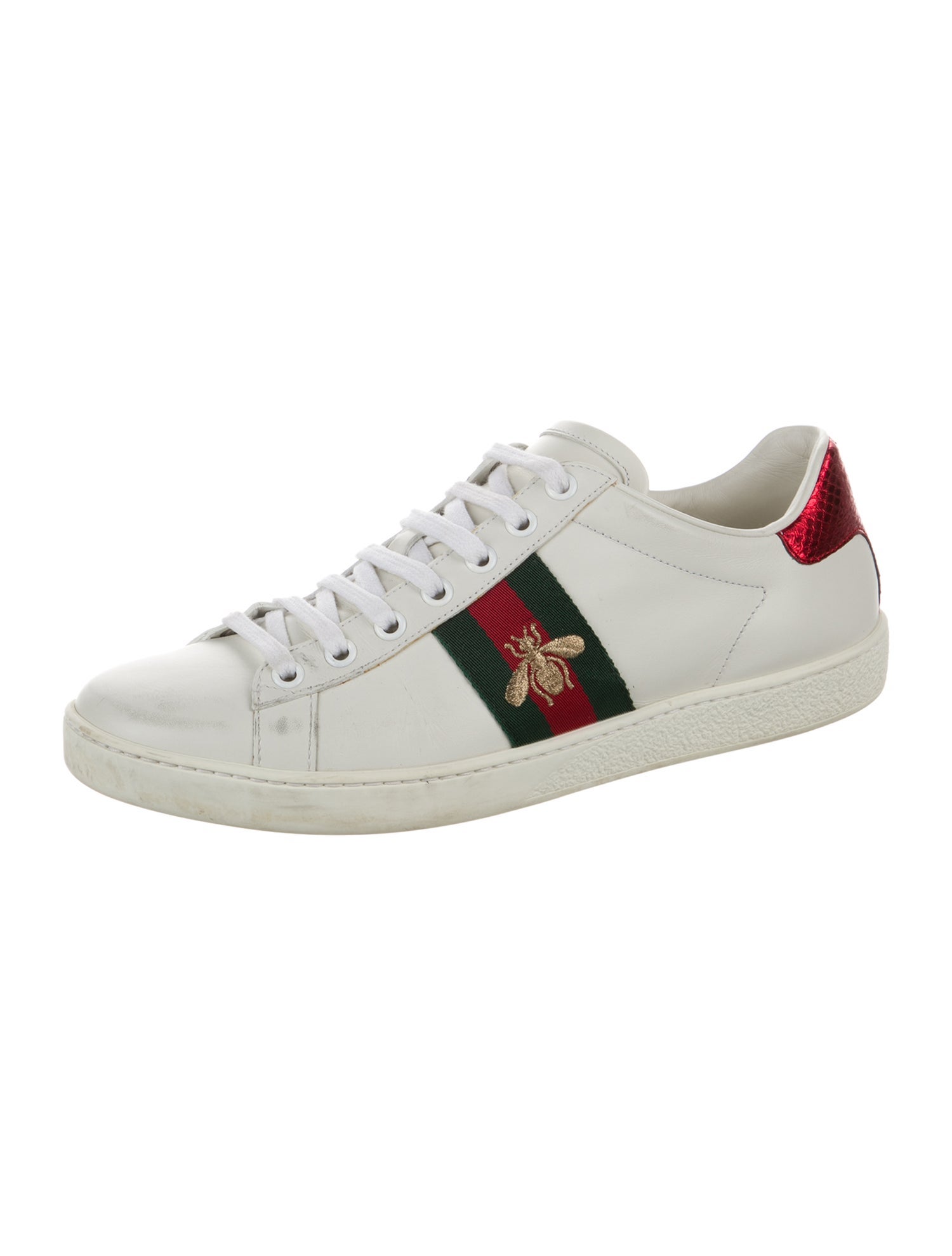 Gucci Web Accent Leather Sneakers