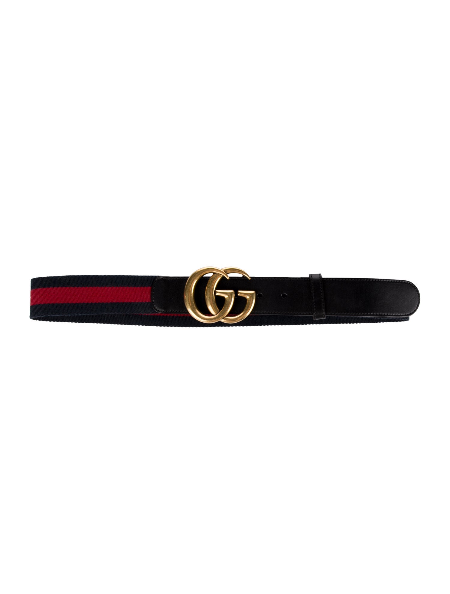Gucci Canvas Leather Trim Embellishment Belt