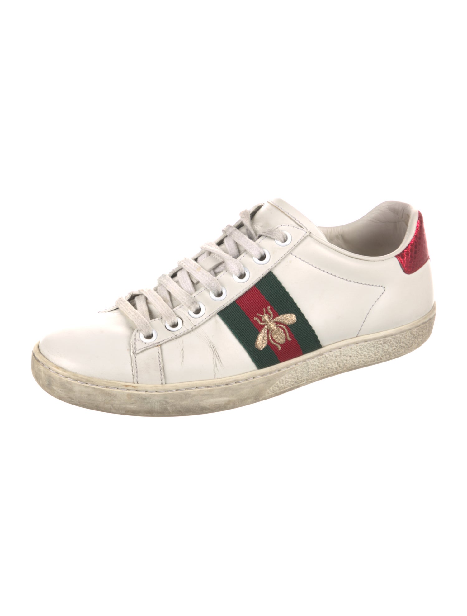 Gucci Web Accent Leather Sneakers