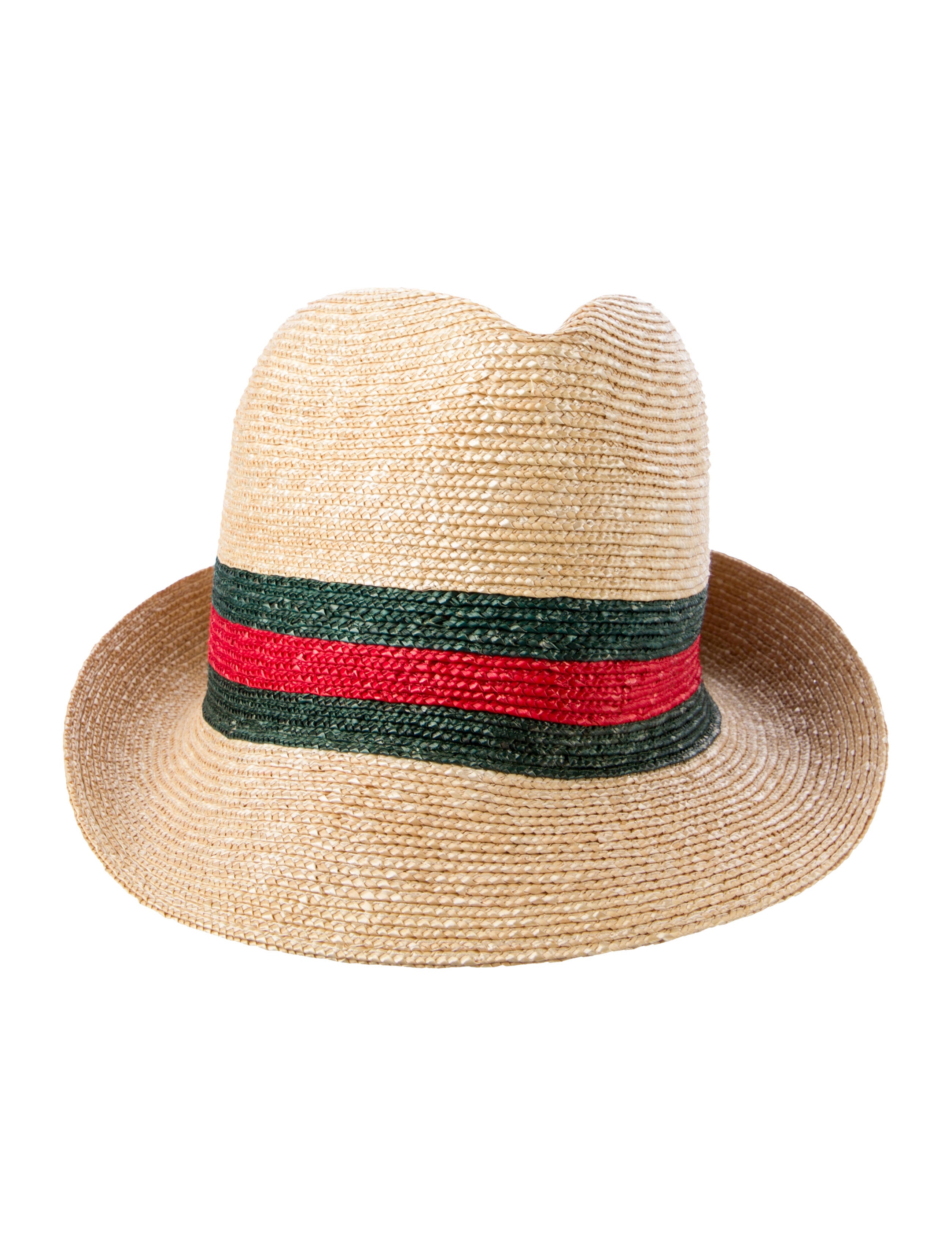 Gucci Straw Fedora Hat With Web Band