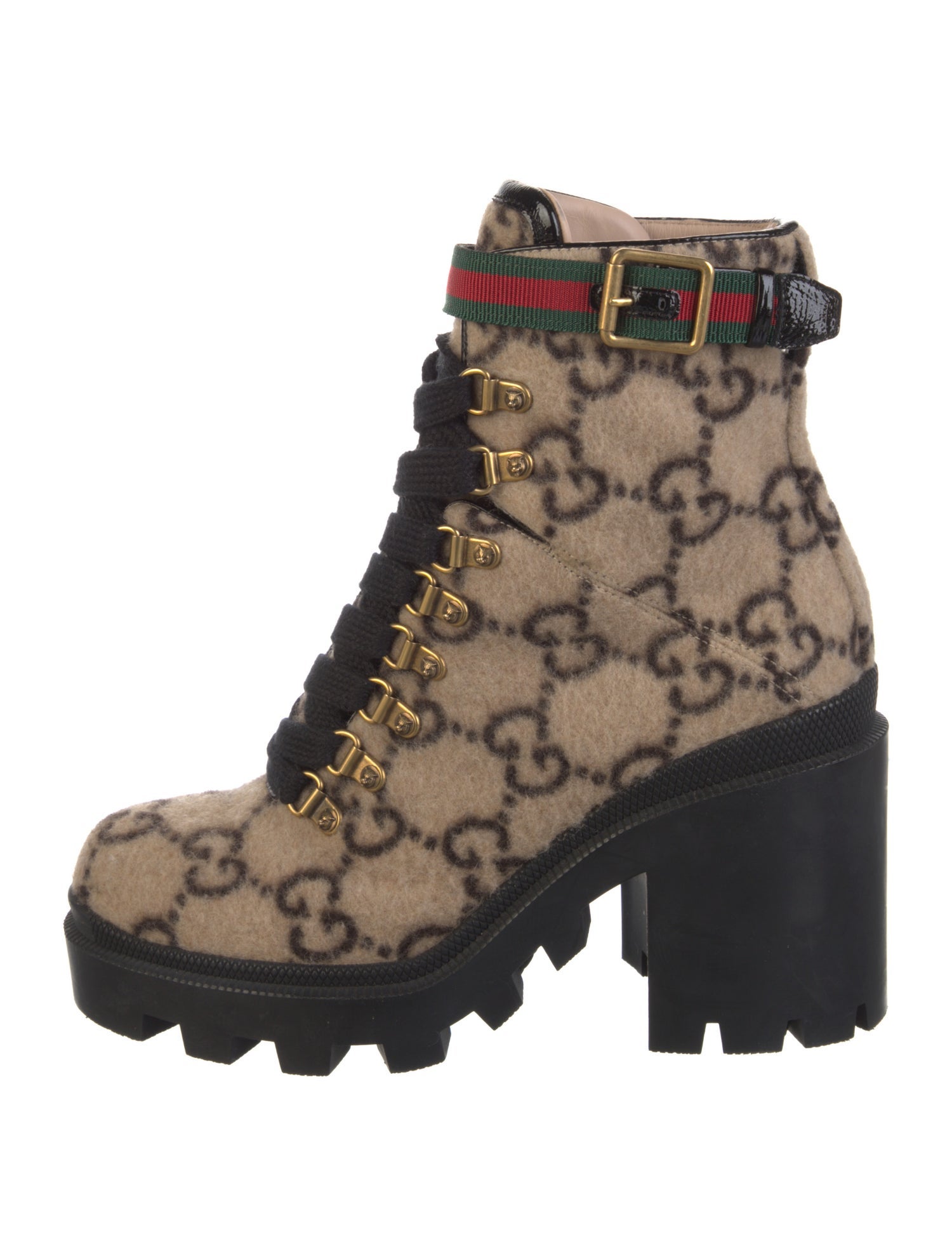Gucci GG Logo Wool Combat Boots
