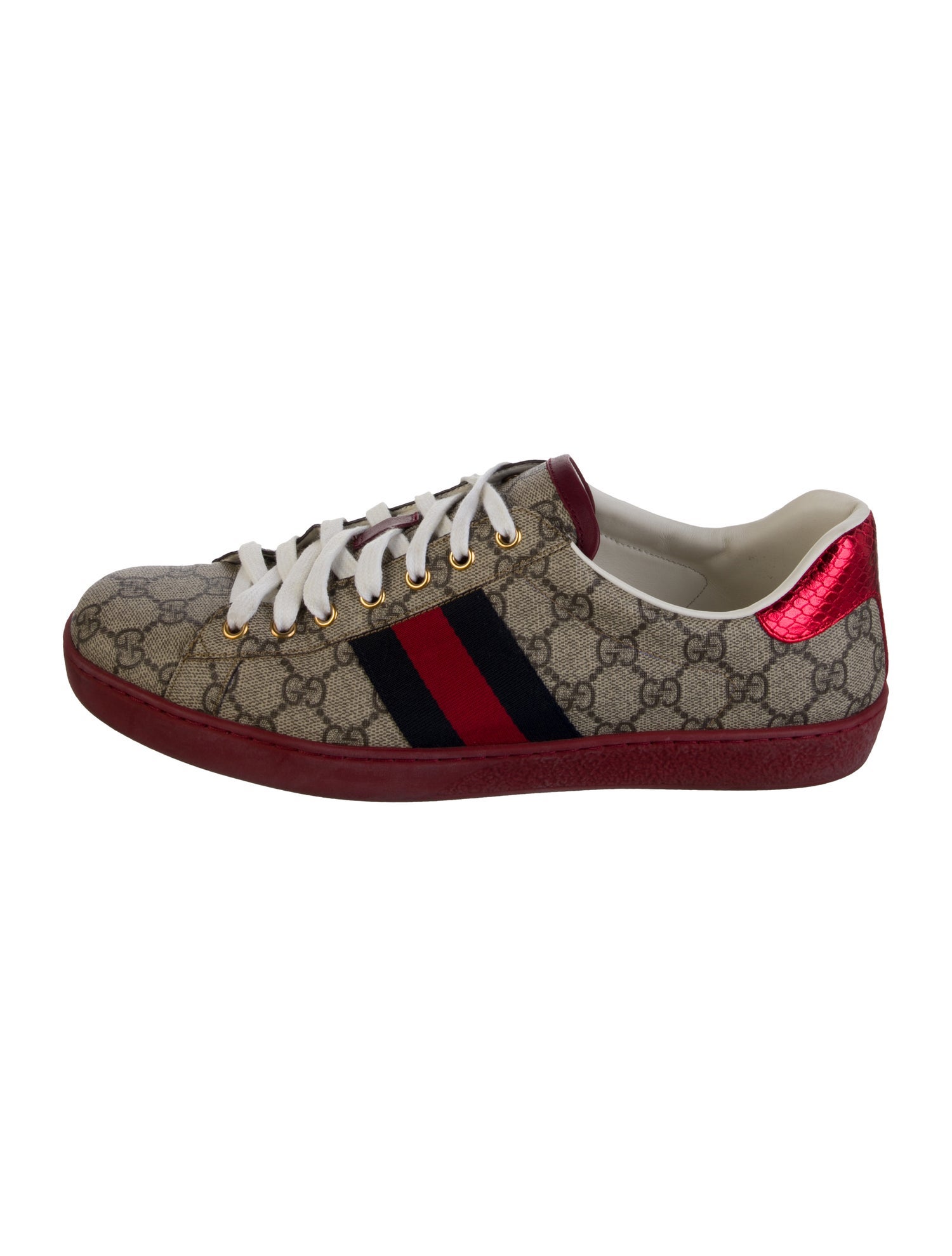Gucci GG Supreme Leather Trim Embellishment Sneakers