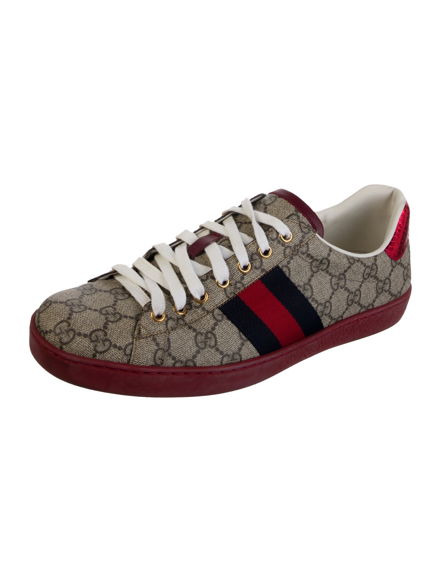 Gucci GG Supreme Leather Trim Embellishment Sneakers
