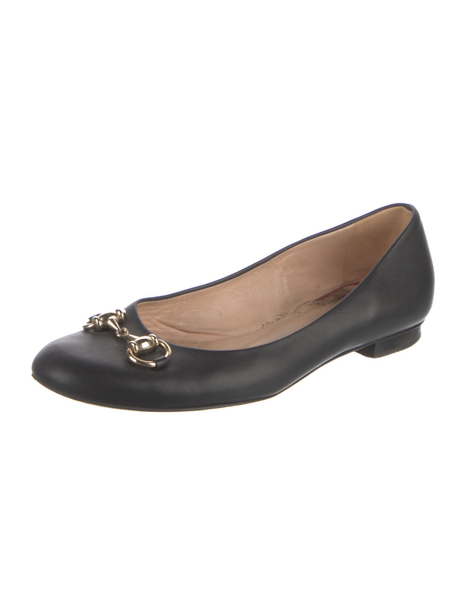 Gucci Horsebit Accent Leather Ballet Flats