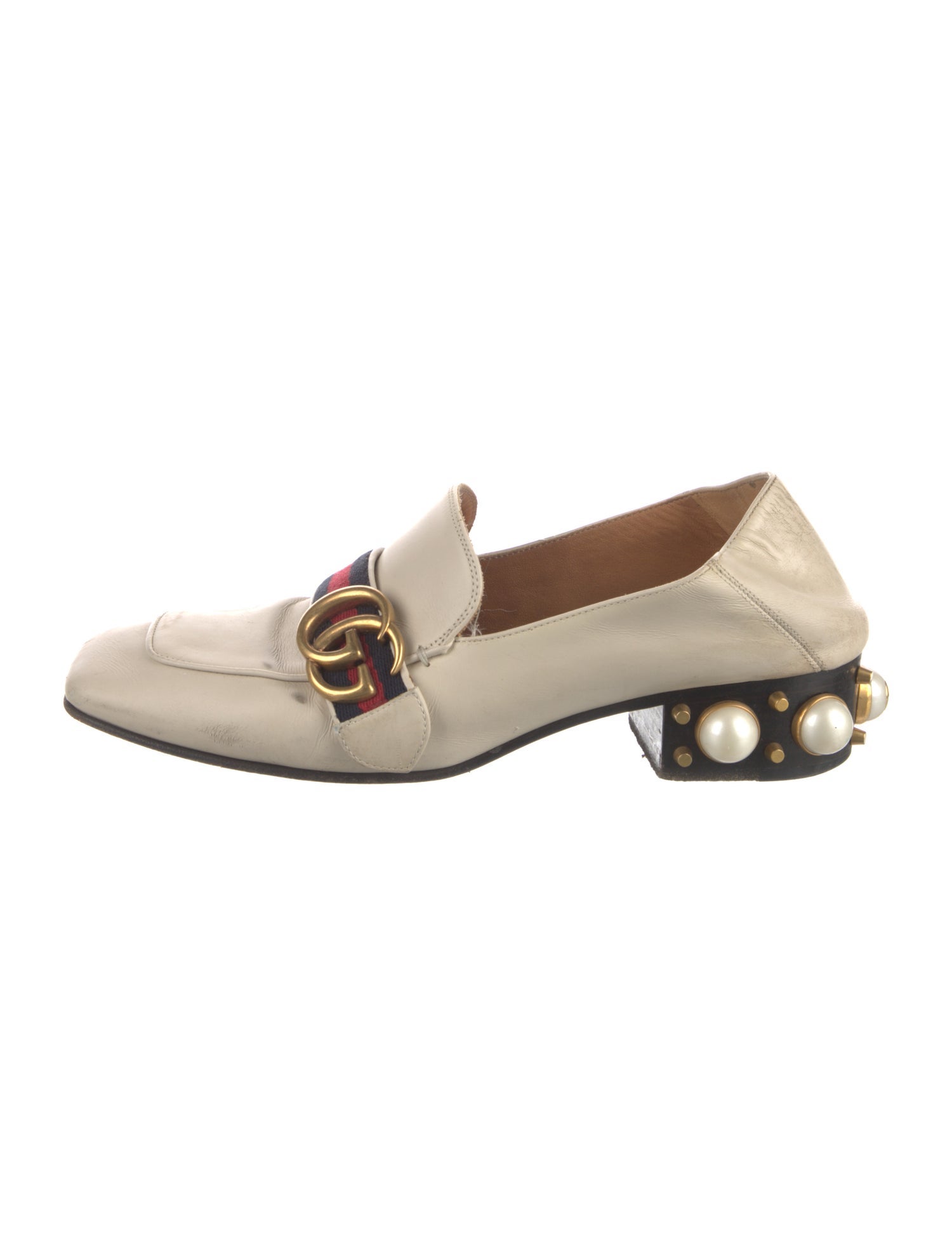 Gucci Sylvie Web Accent Leather Loafers