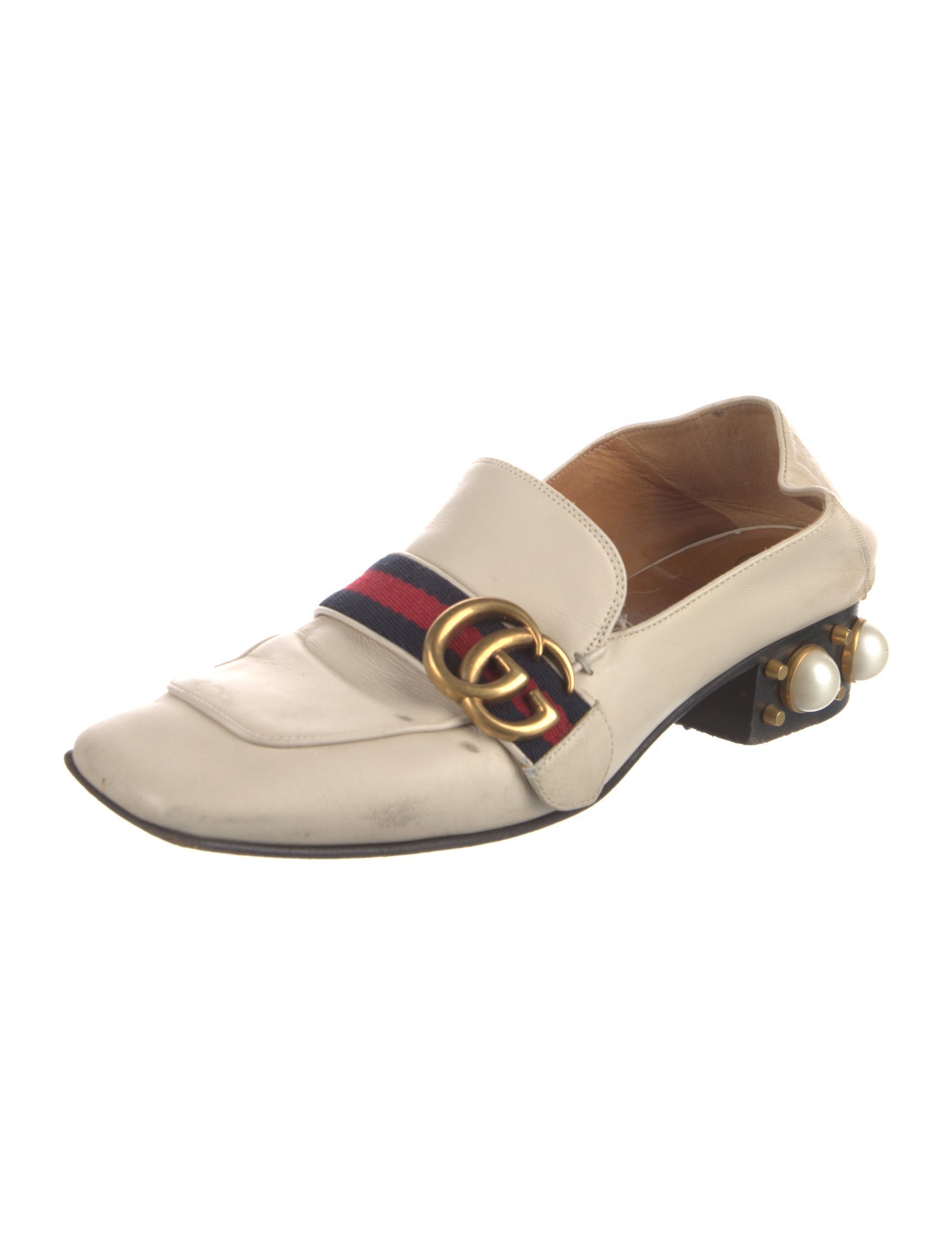 Gucci Sylvie Web Accent Leather Loafers