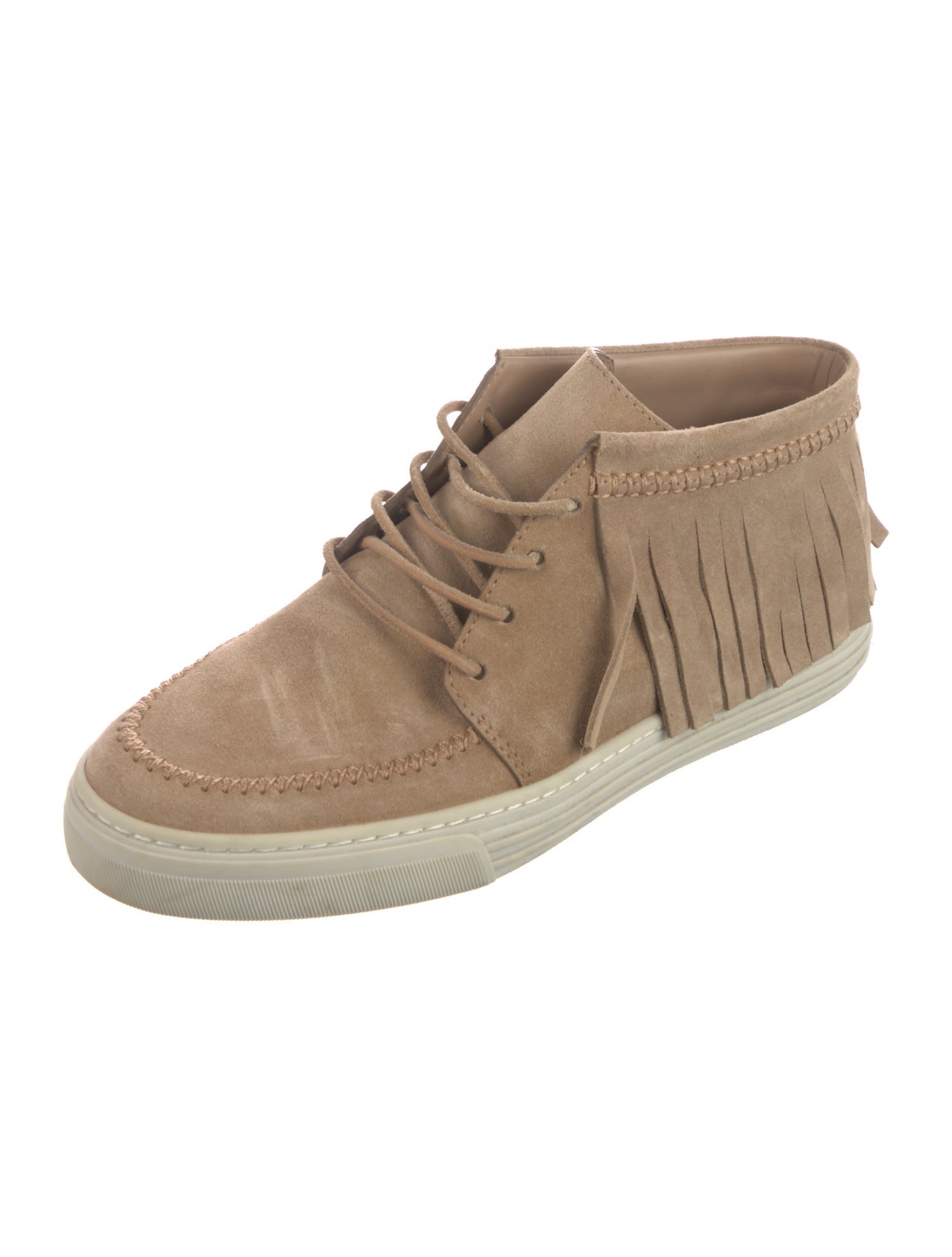 Gucci Suede Fringe Trim Accent Sneakers
