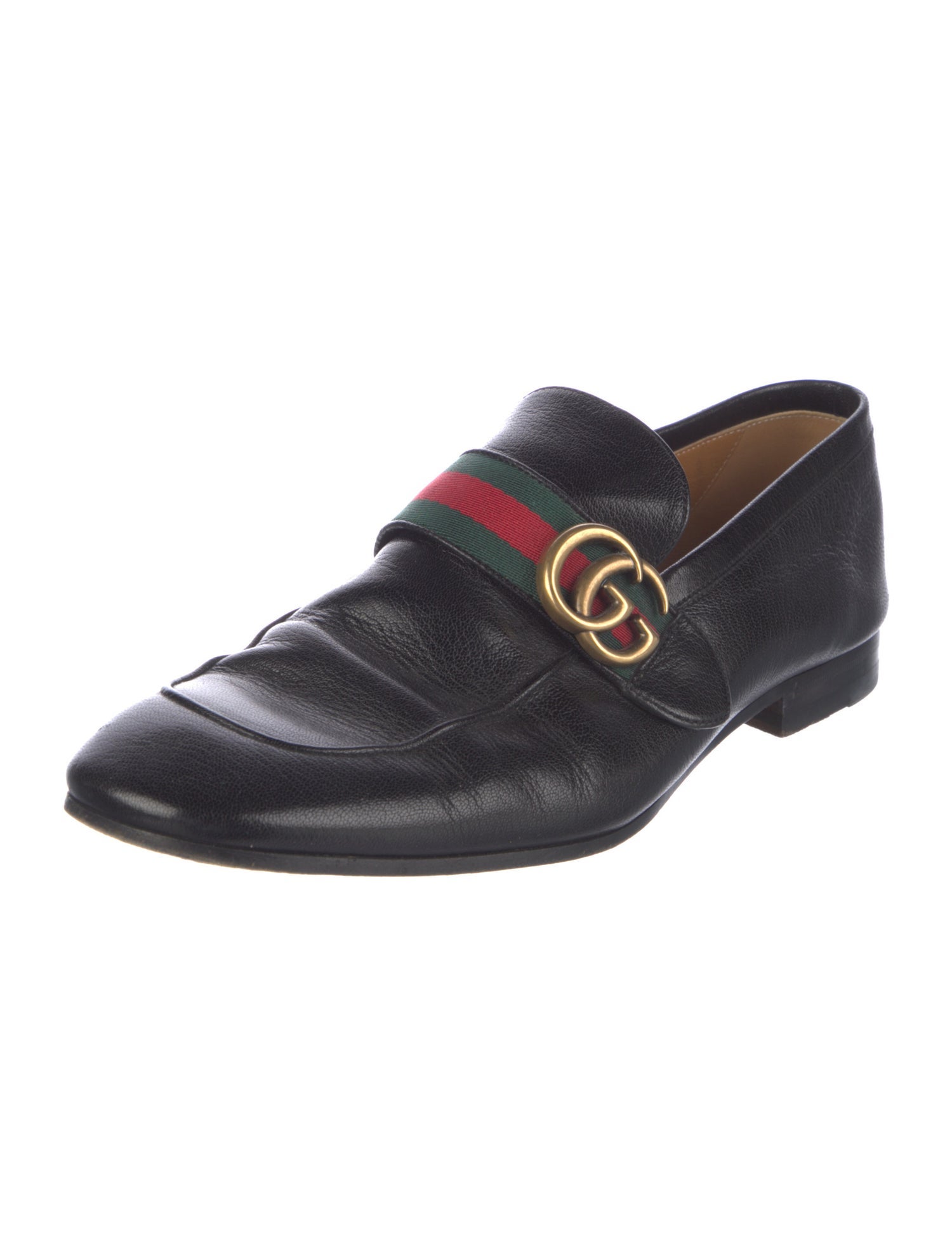 Gucci Web Accent Leather Dress Loafers