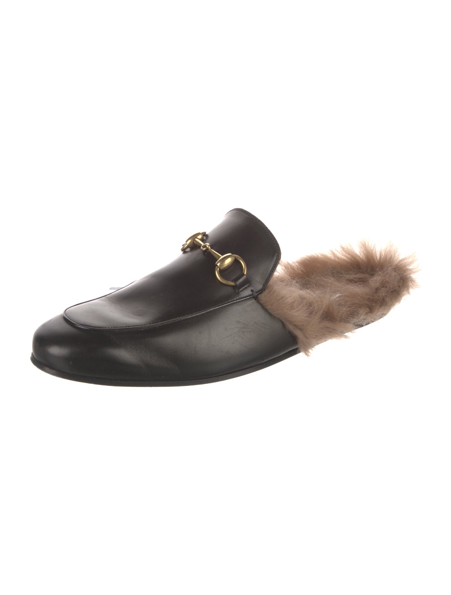 Gucci Horsebit Accent Leather Slippers