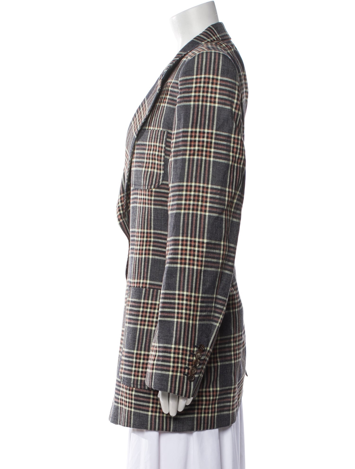 Gucci Linen Plaid Print Blazer