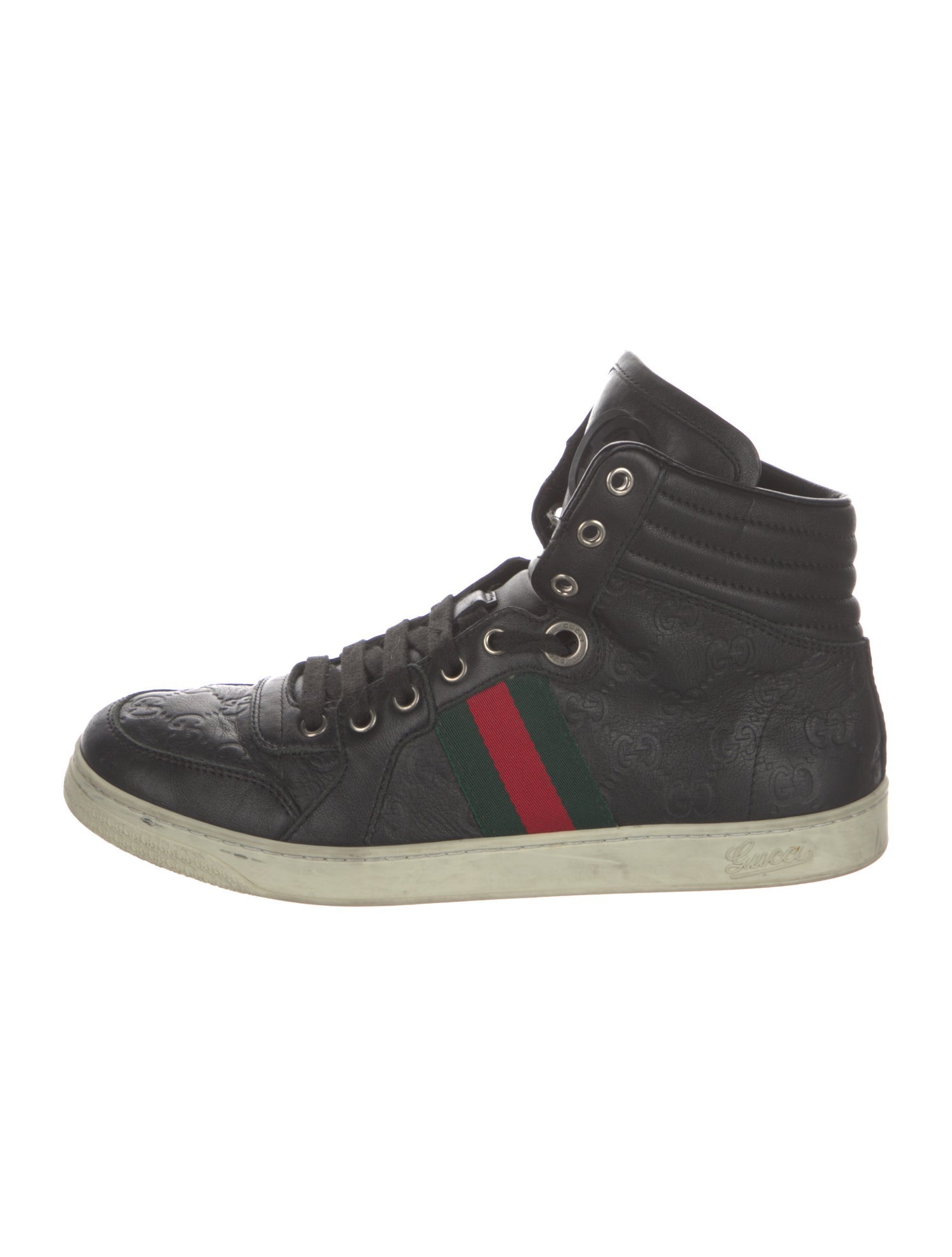 Gucci Web Accent Leather Sneakers
