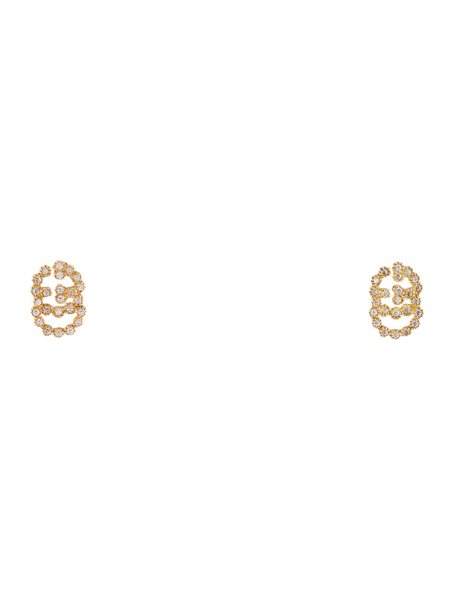 Gucci 18K Diamond Running GG Stud Earrings