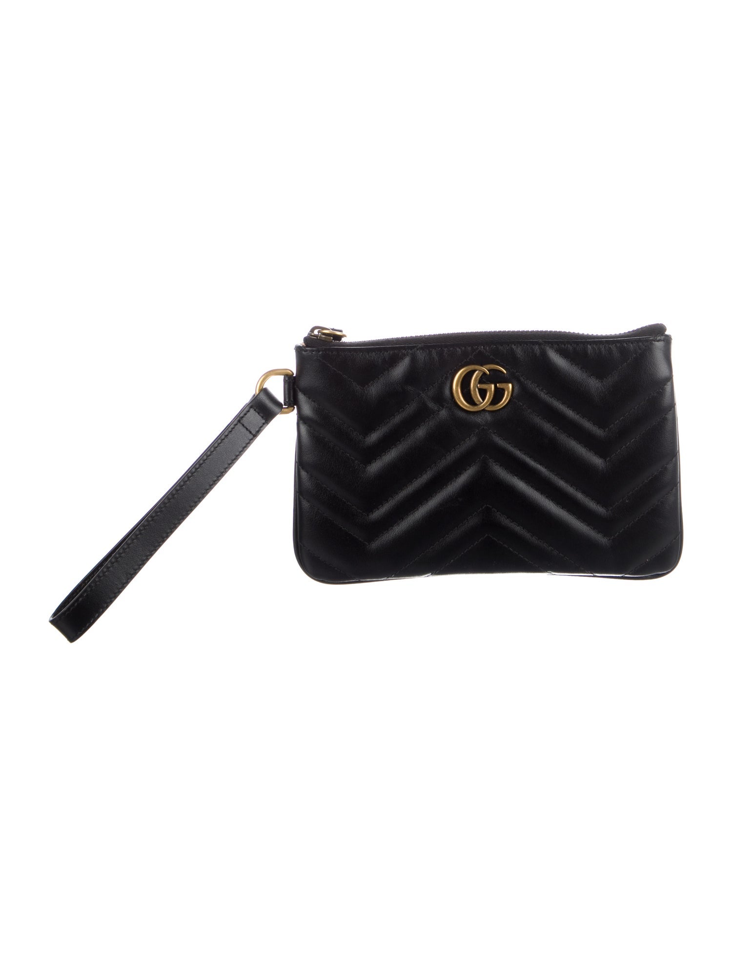 Gucci Double G Logo Leather Wristlet