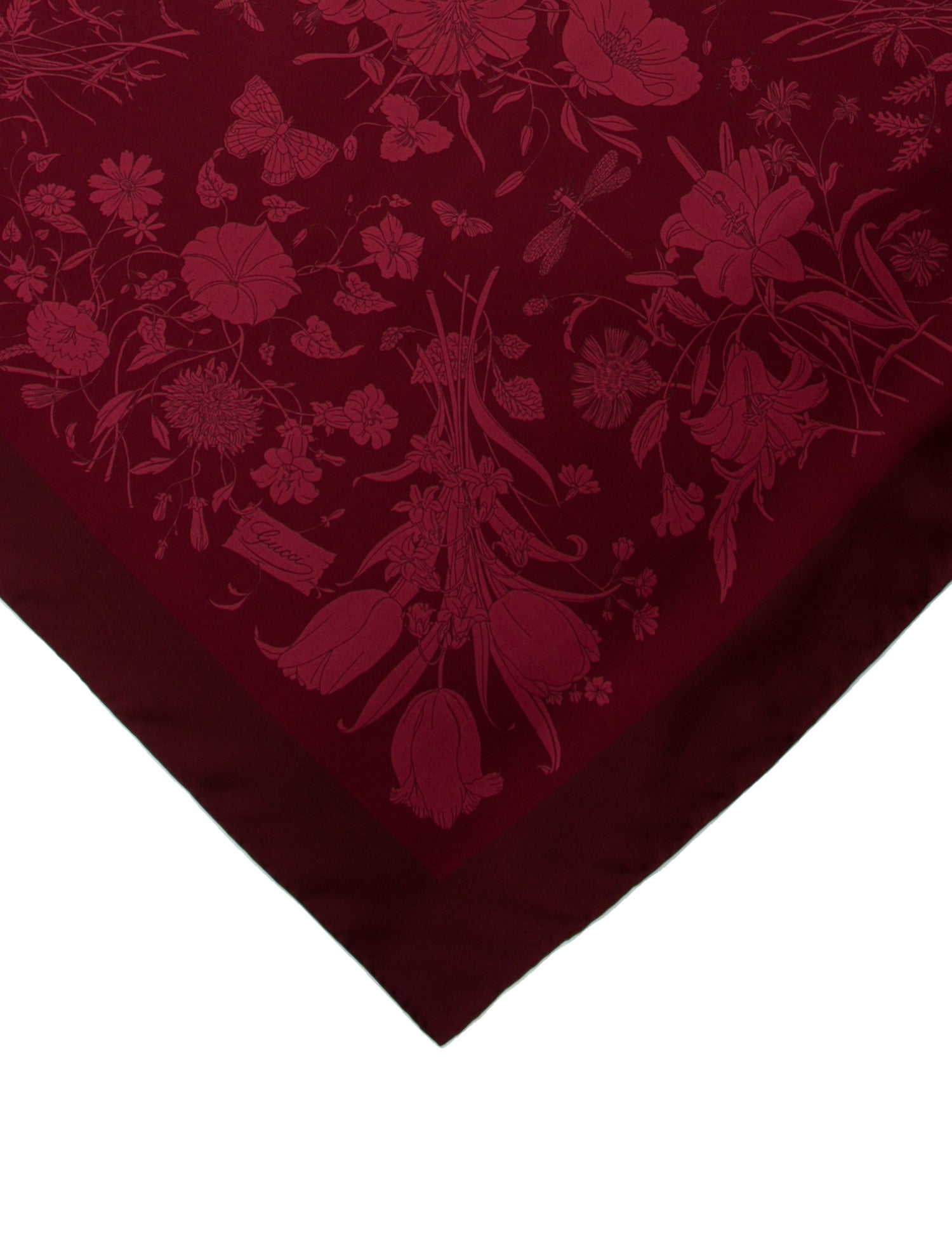 Gucci Silk Flora Print Scarf w/ Tags