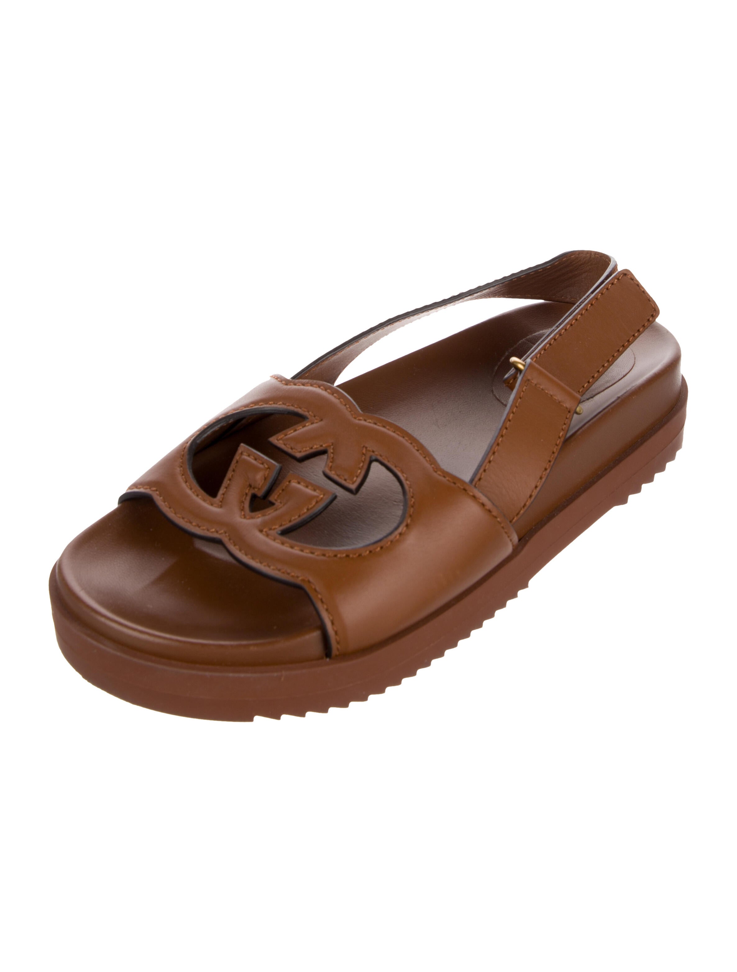 Gucci Interlocking G Logo Leather Slingback Sandals