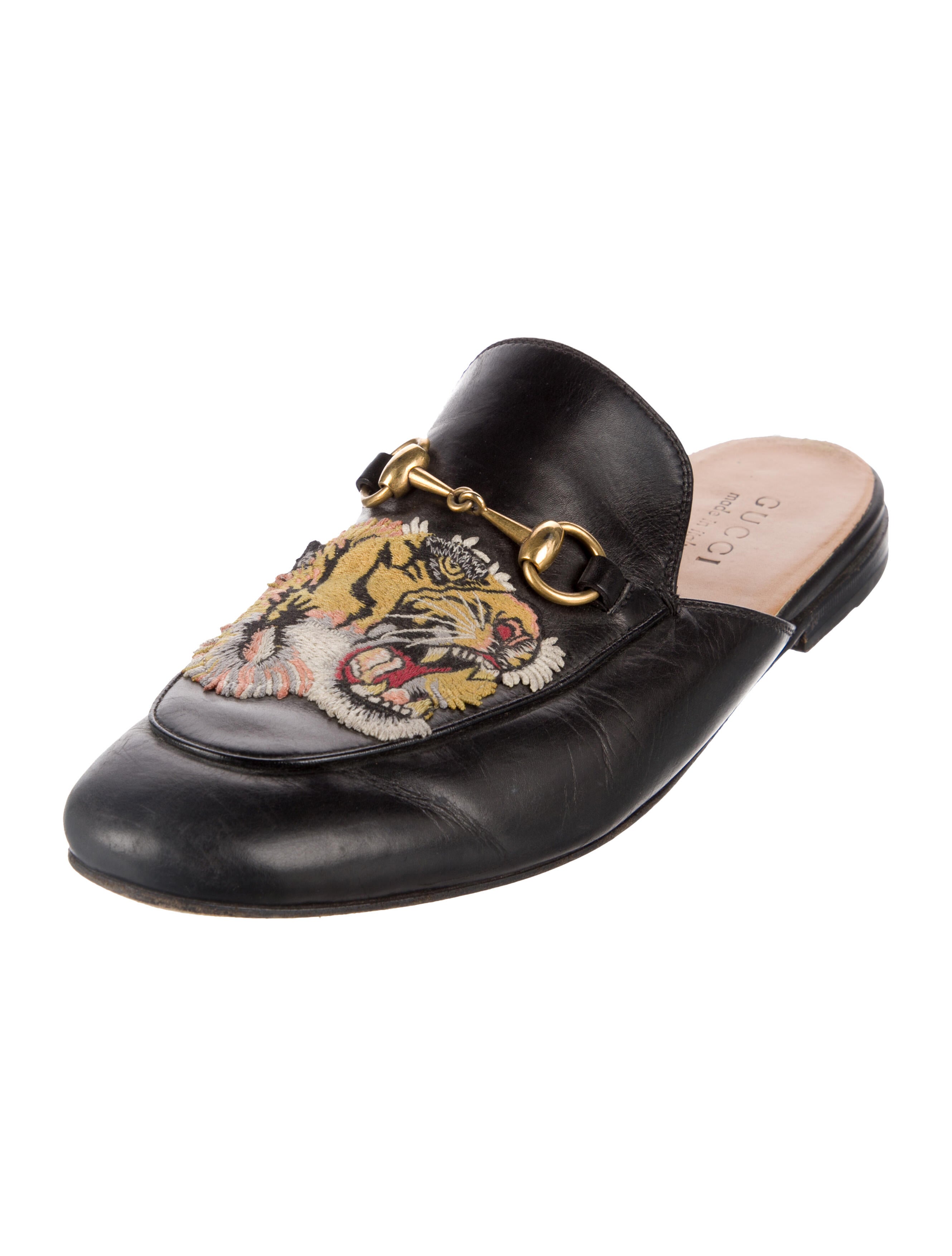 Gucci Horsebit Accent Leather Slippers