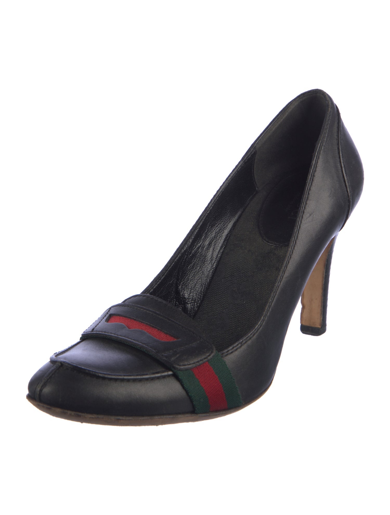 Gucci GG Canvas Leather Pumps