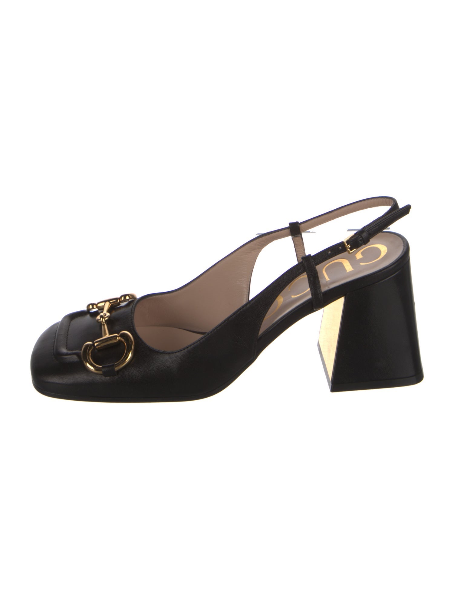 Gucci Horsebit Accent Leather Slingback Pumps