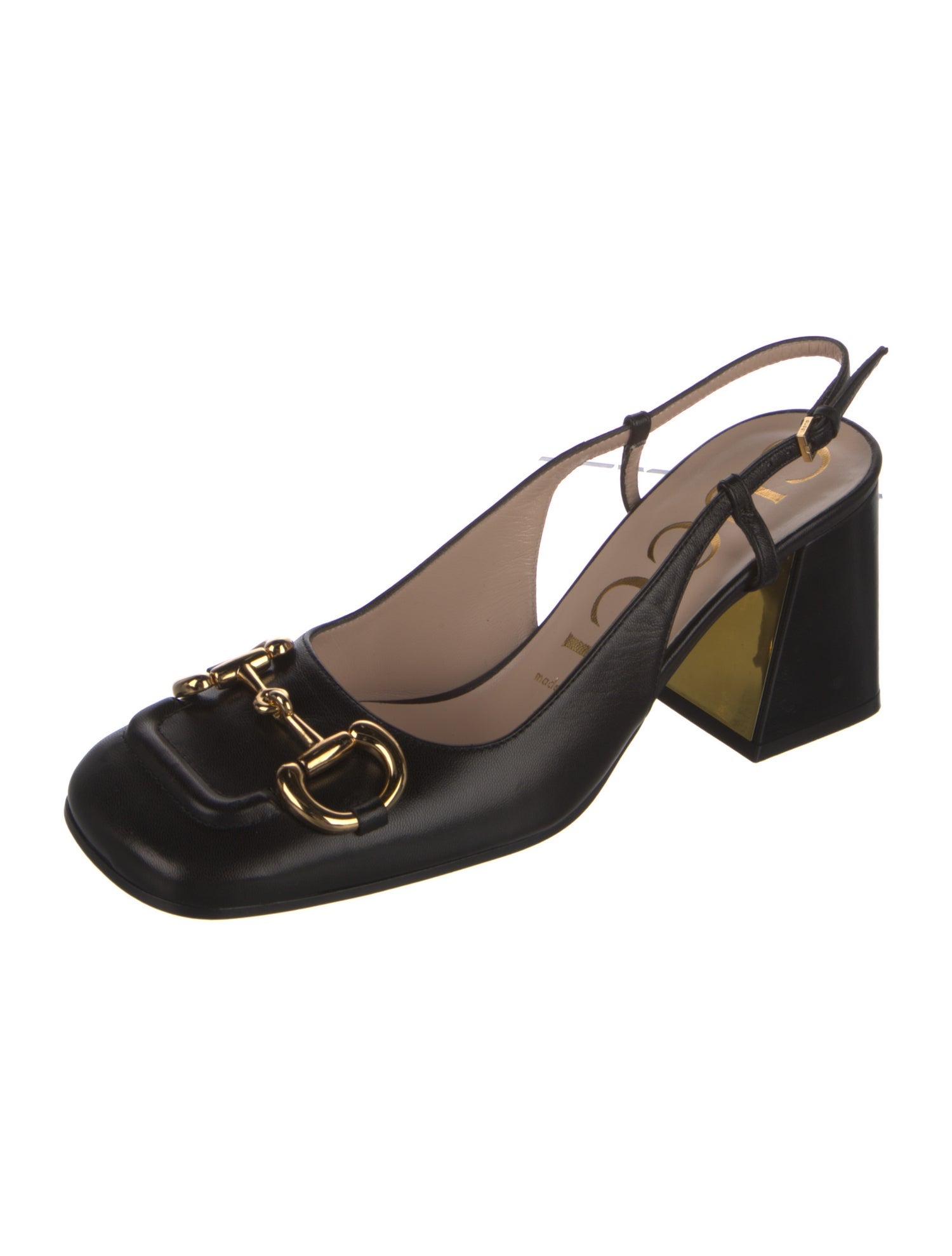 Gucci Horsebit Accent Leather Slingback Pumps