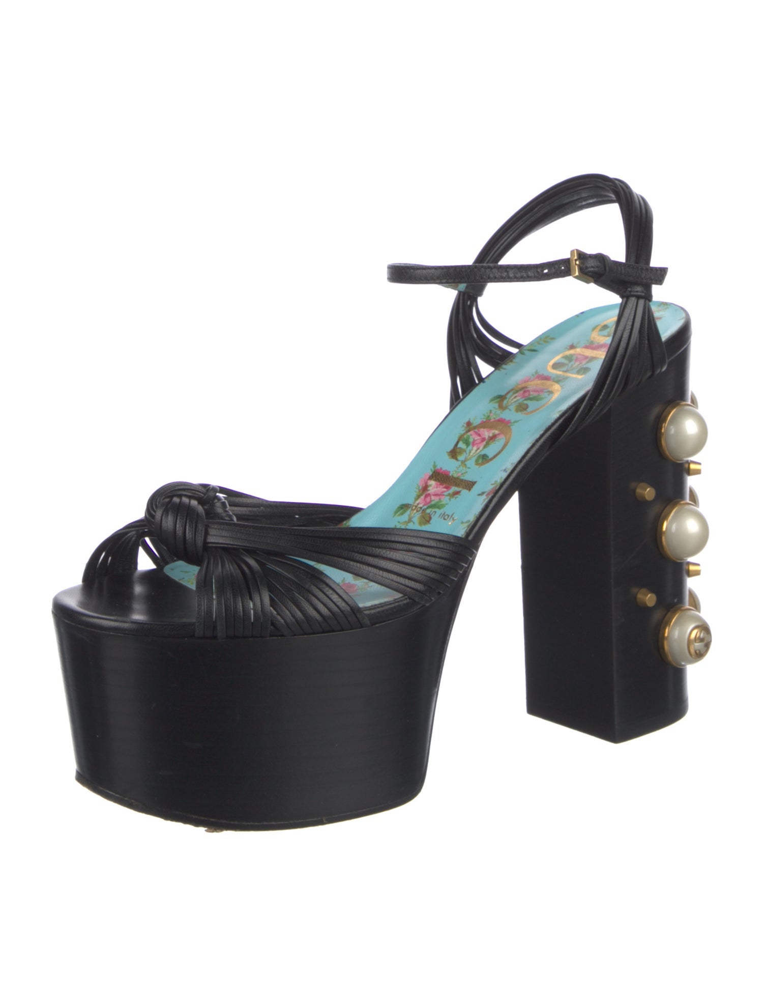 Gucci Interlocking G Logo Leather Slingback Sandals