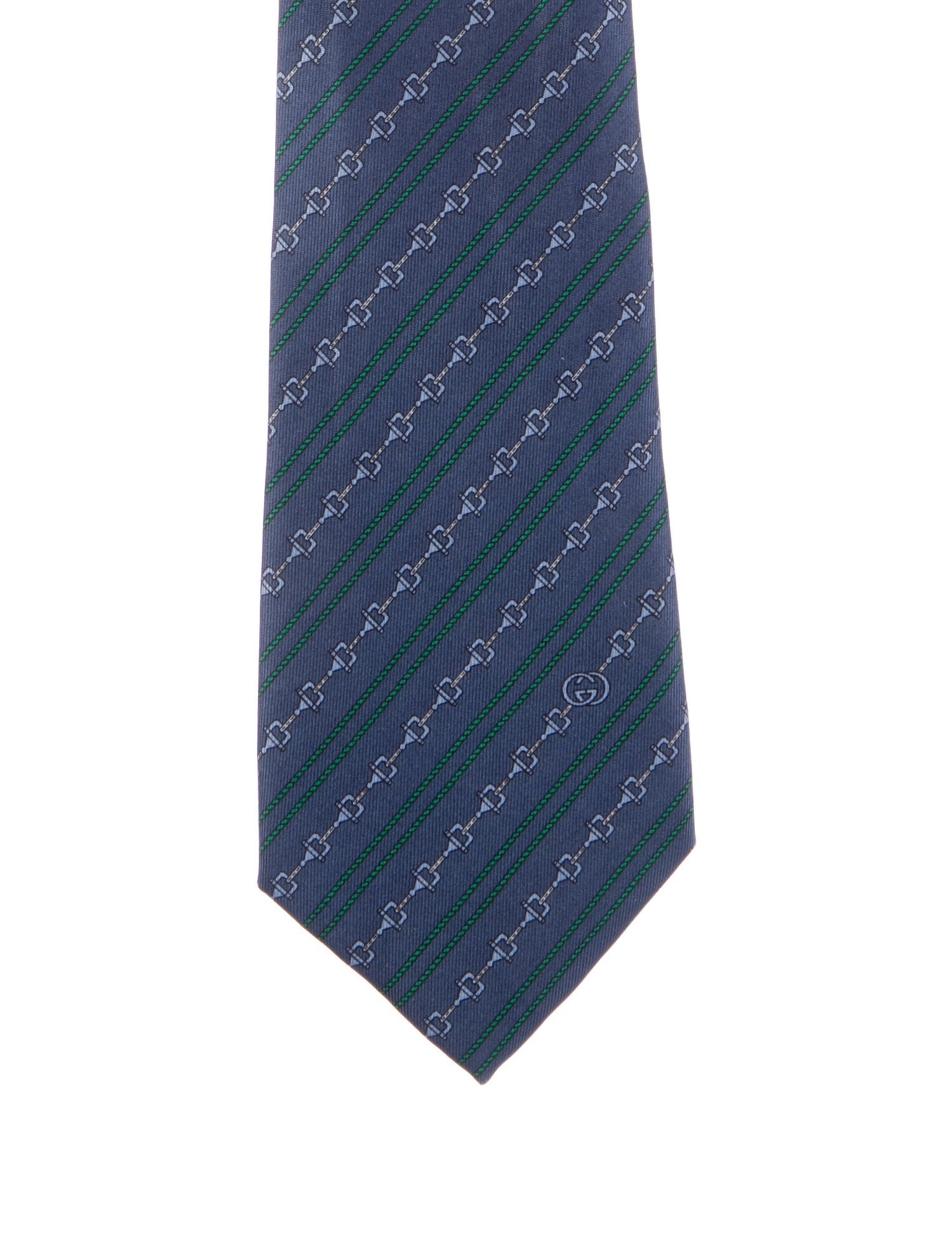 Gucci mens blue pattern print silk tie