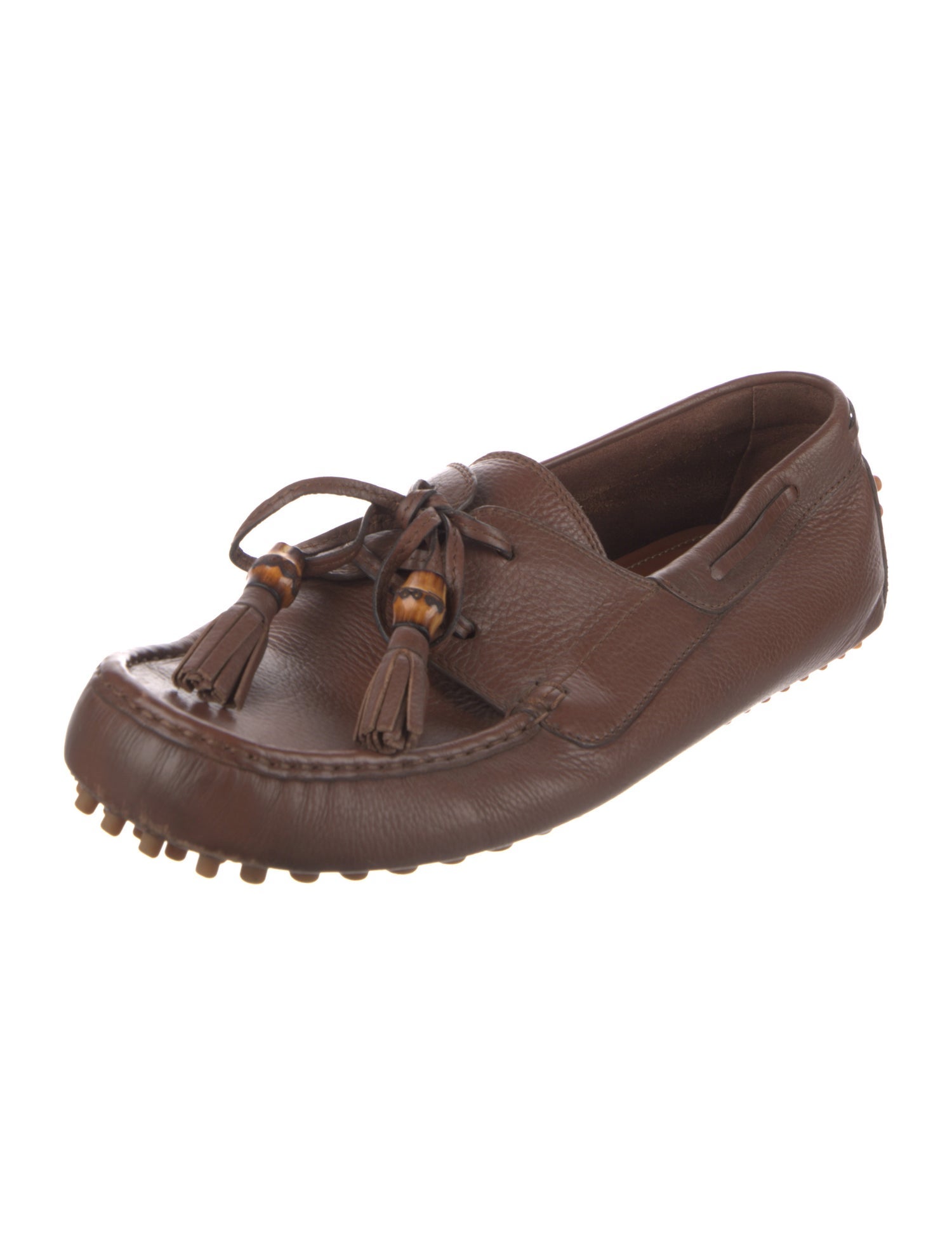 Gucci Bamboo Accent Leather Moccasins