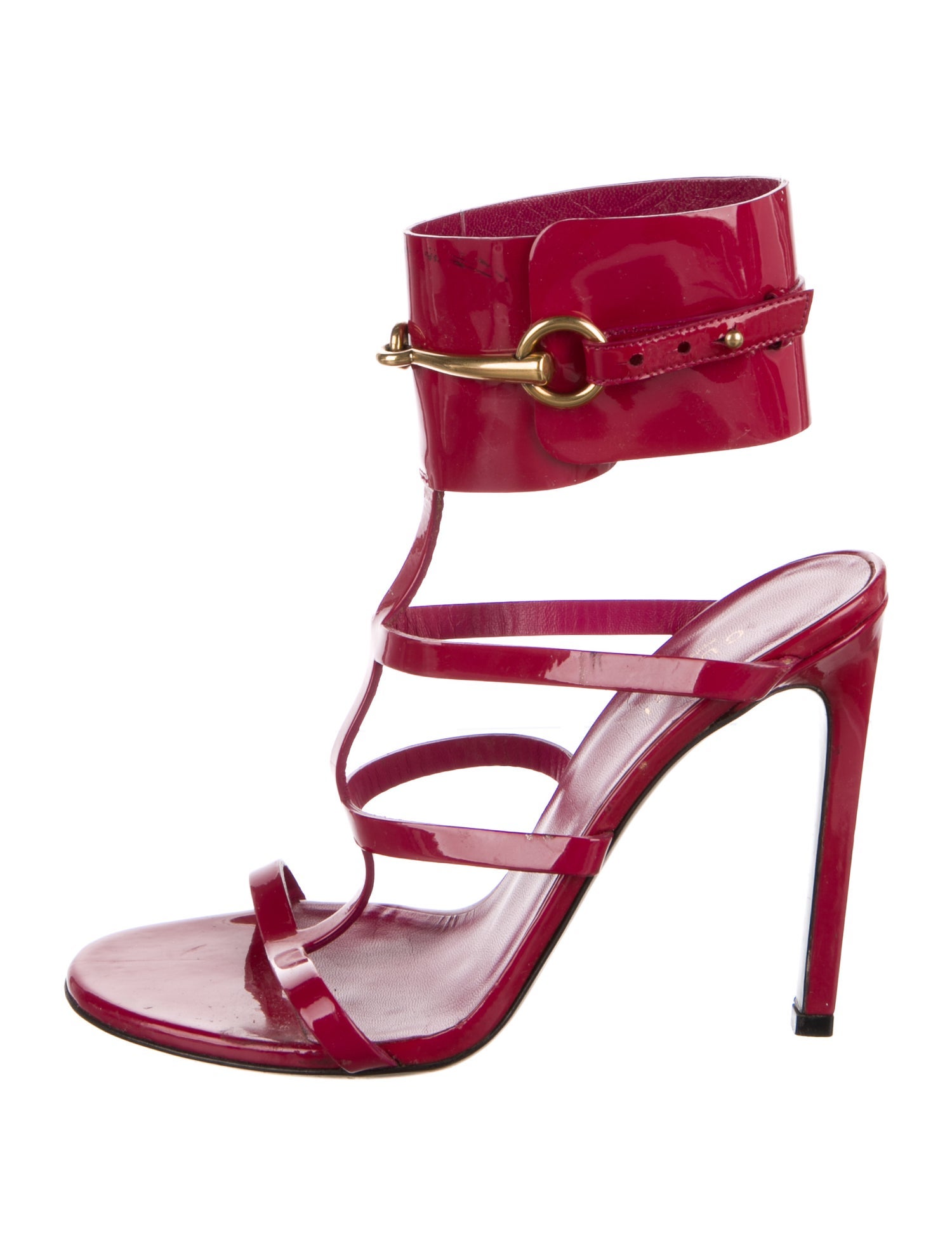 Gucci Horsebit Accent Patent Leather Gladiator Sandals