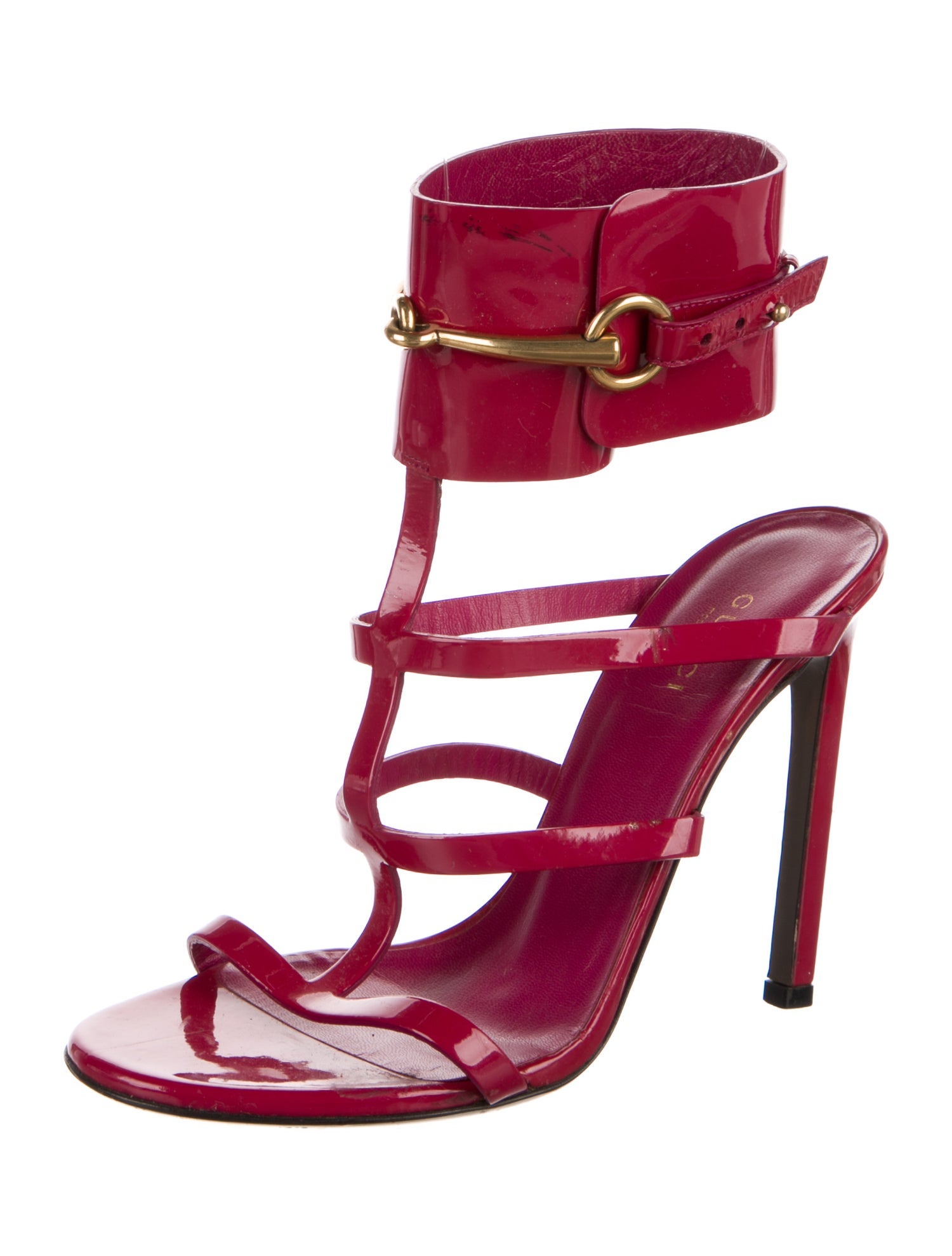 Gucci Horsebit Accent Patent Leather Gladiator Sandals