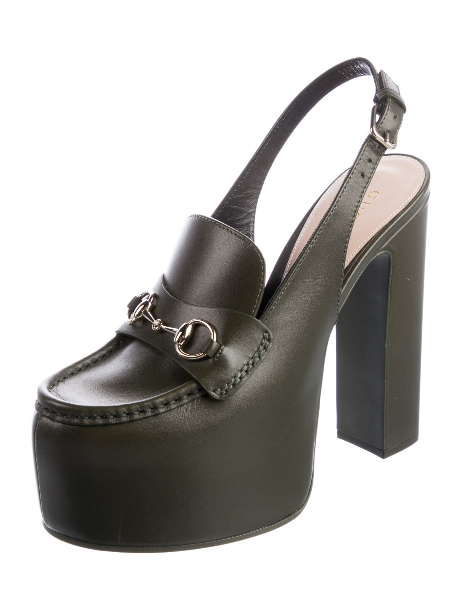 Gucci Horsebit Accent Leather Slingback Pumps