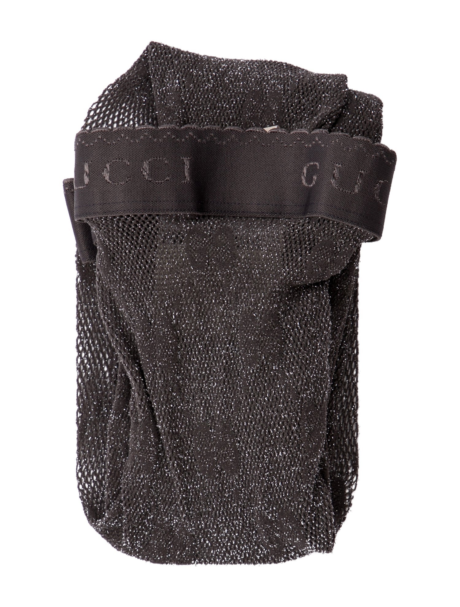 Gucci Synthetic-Blend GG Pattern Print Metallic Accent Net Tights w/ Tags