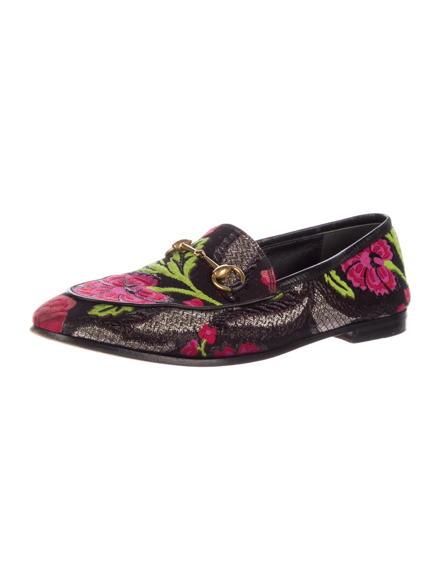 Gucci Flora Print Embroidered Accent Loafers