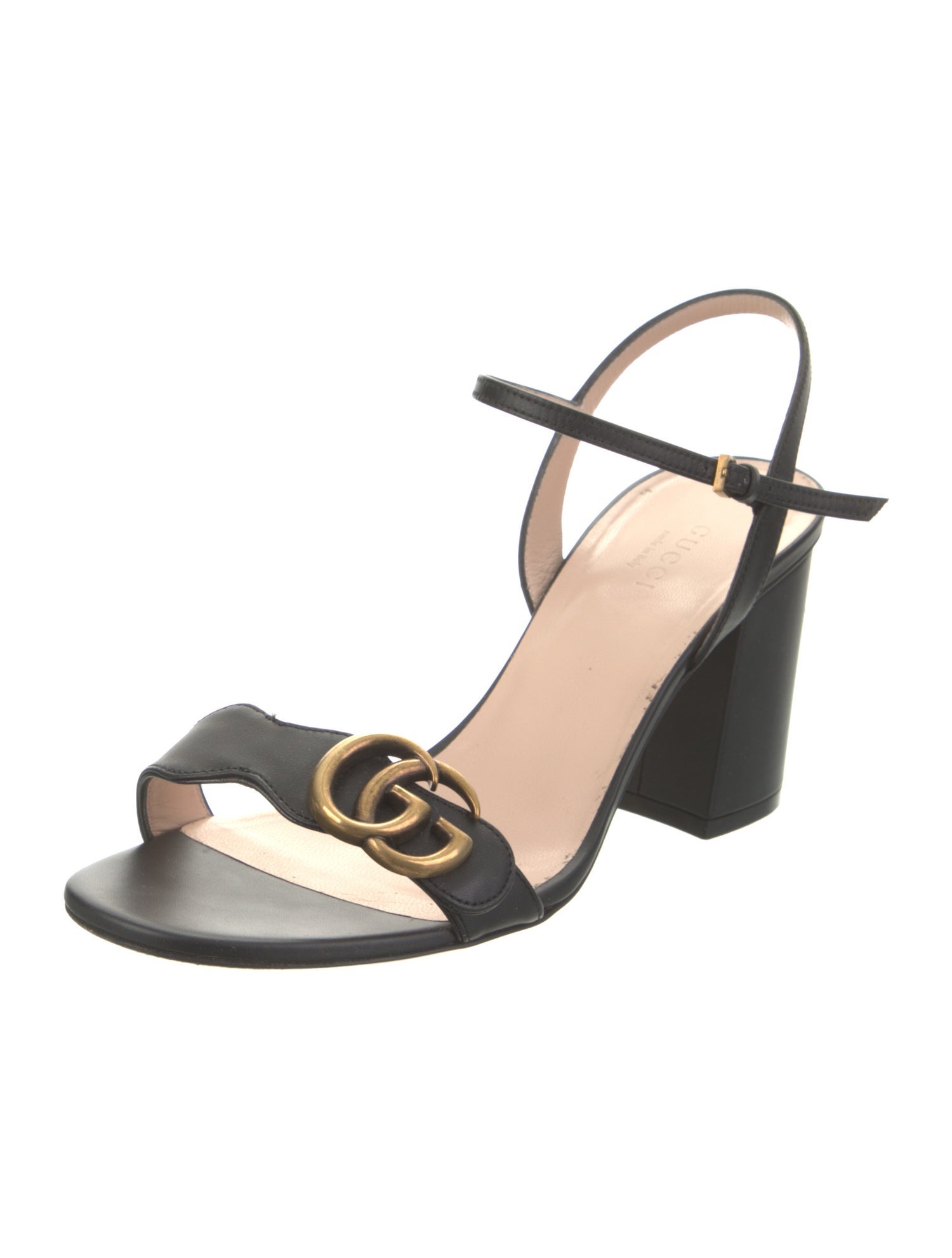 Gucci Double G Logo Leather Sandals