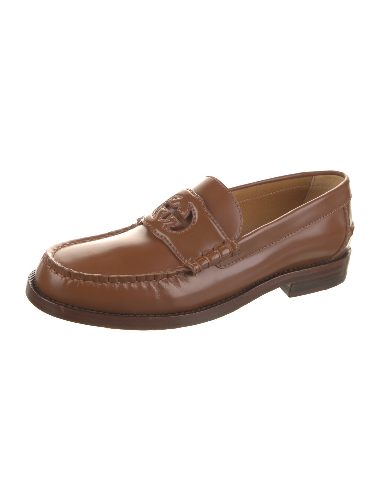 Gucci Interlocking G Logo Leather Dress Loafers