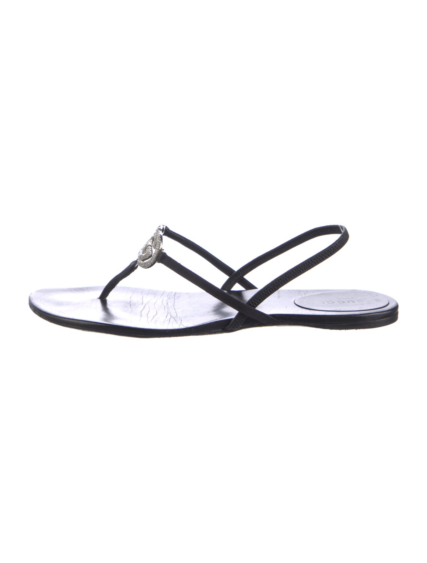 Gucci Interlocking G Logo Leather T-Strap Sandals