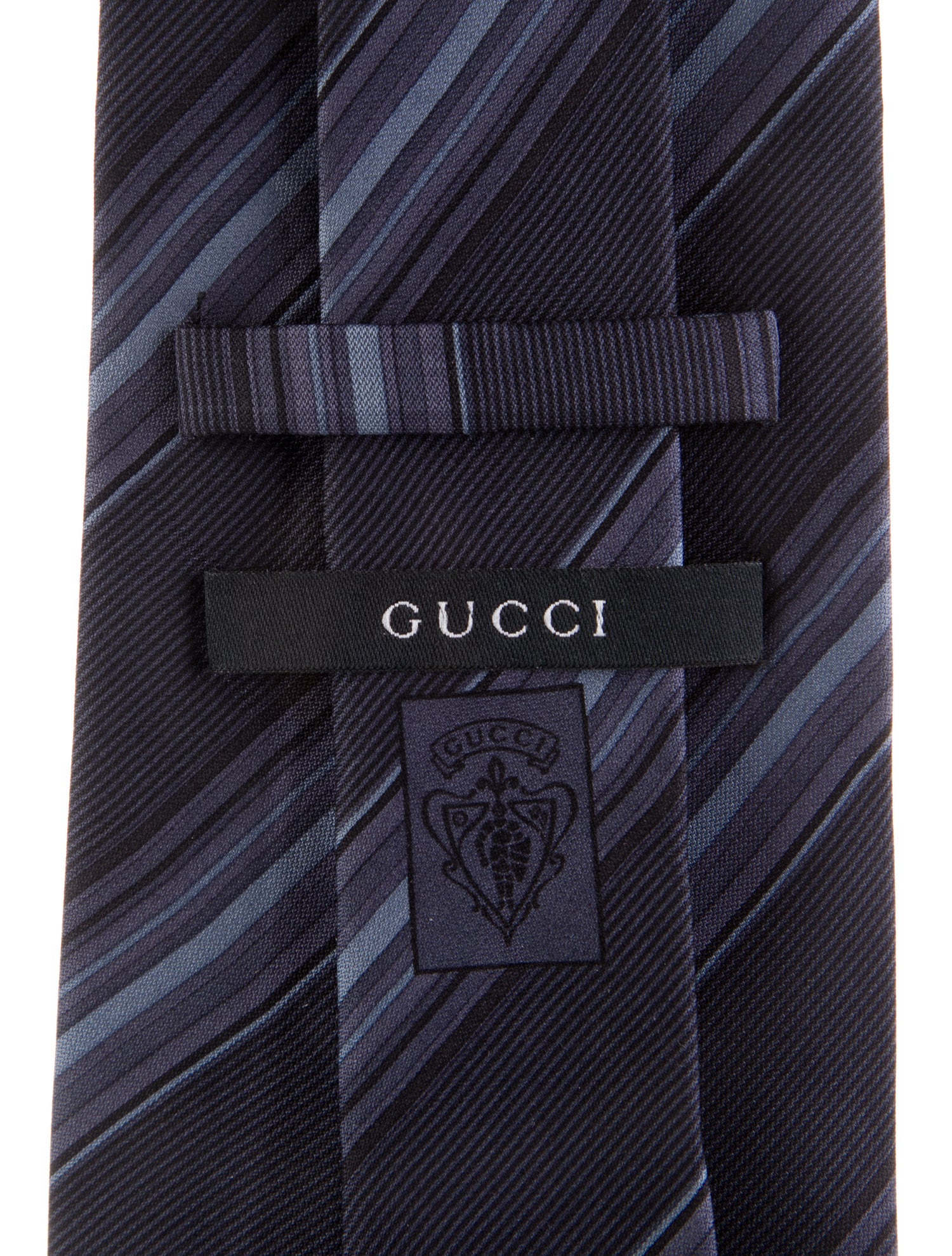 Gucci men blue pattern print tie