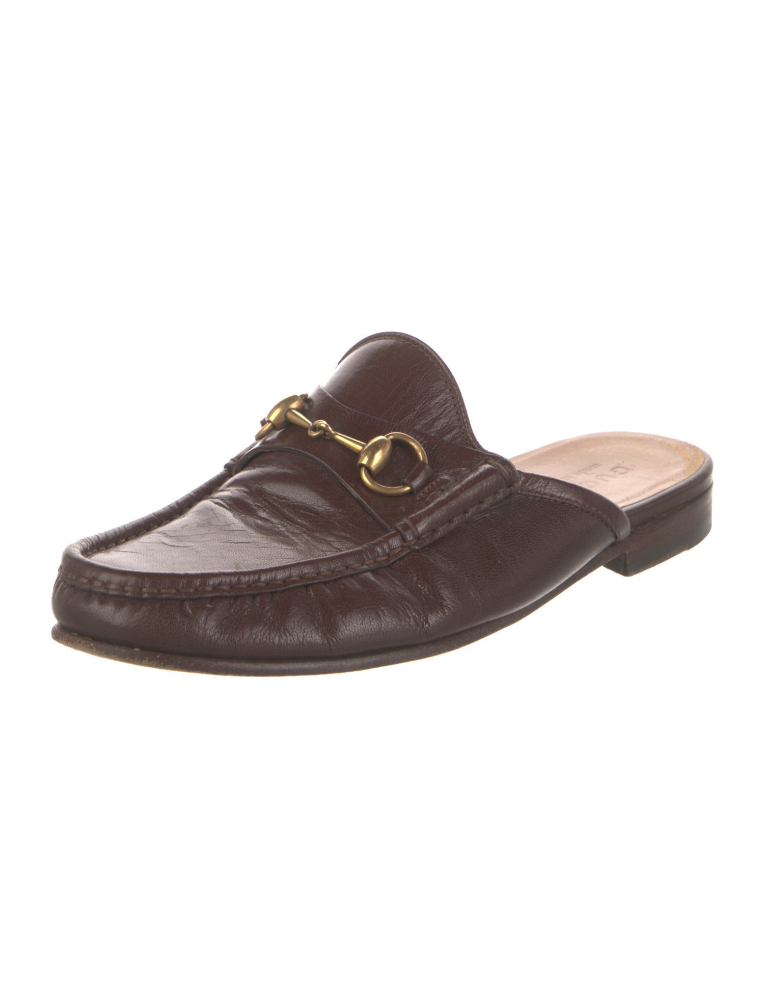 Gucci Horsebit Accent Leather Slippers