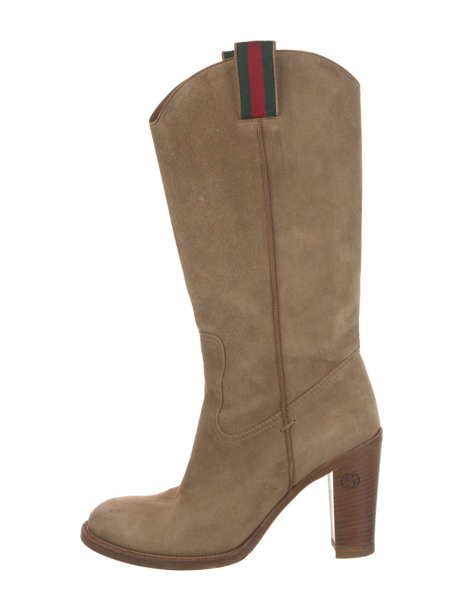 Gucci Web Accent Suede Western Boots