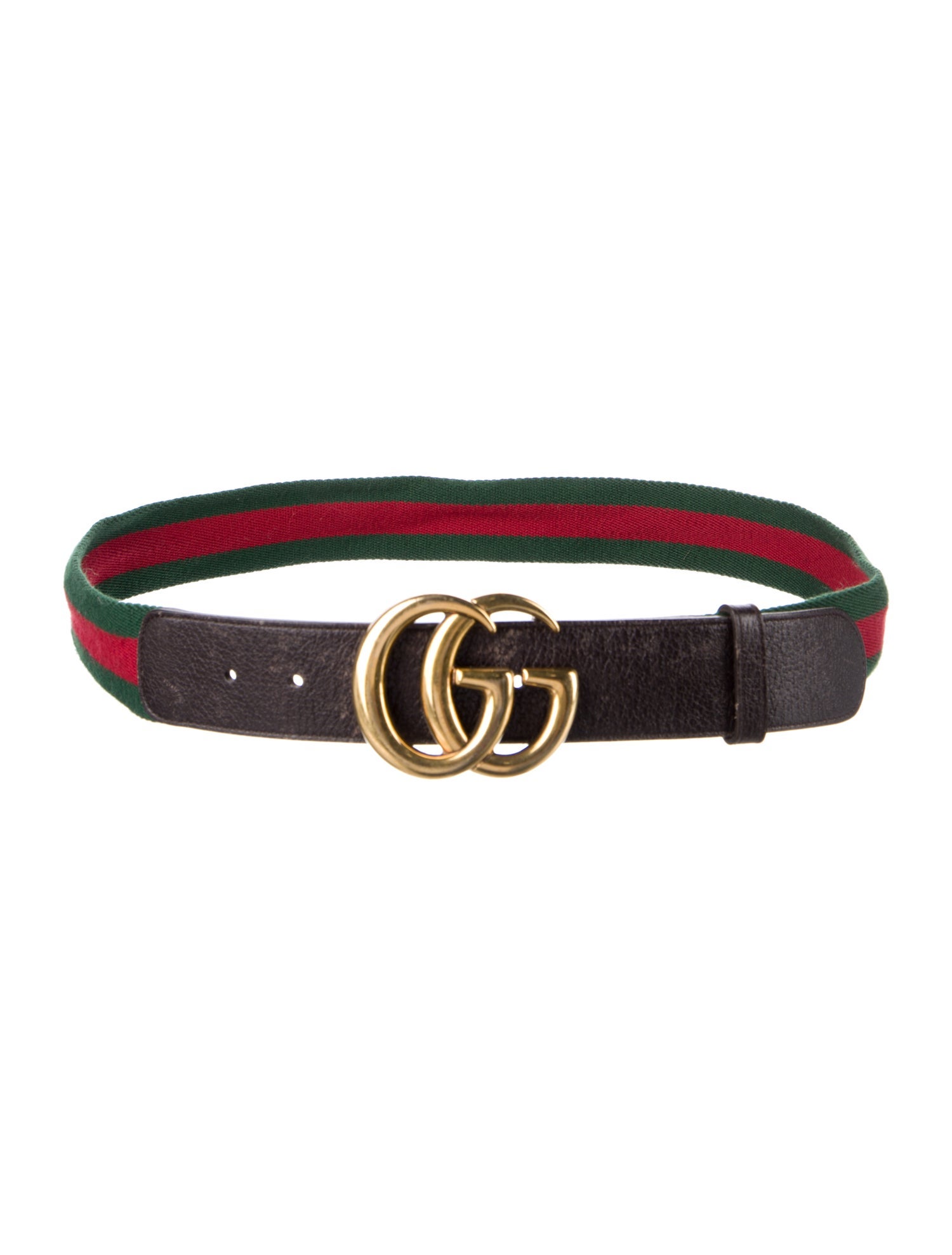 Gucci Canvas Leather Trim Embellishment Waist Belt