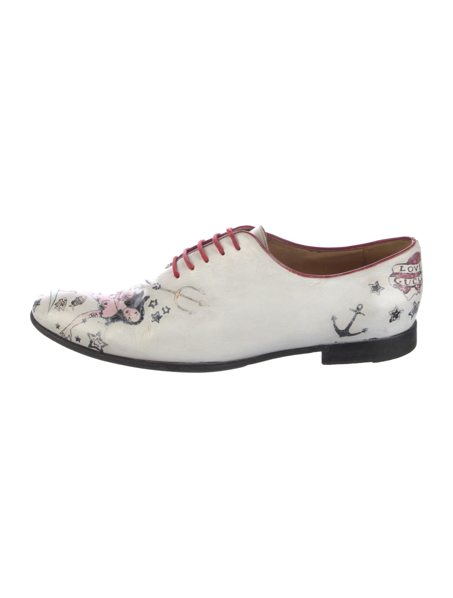 Gucci Leather Graphic Print Oxfords