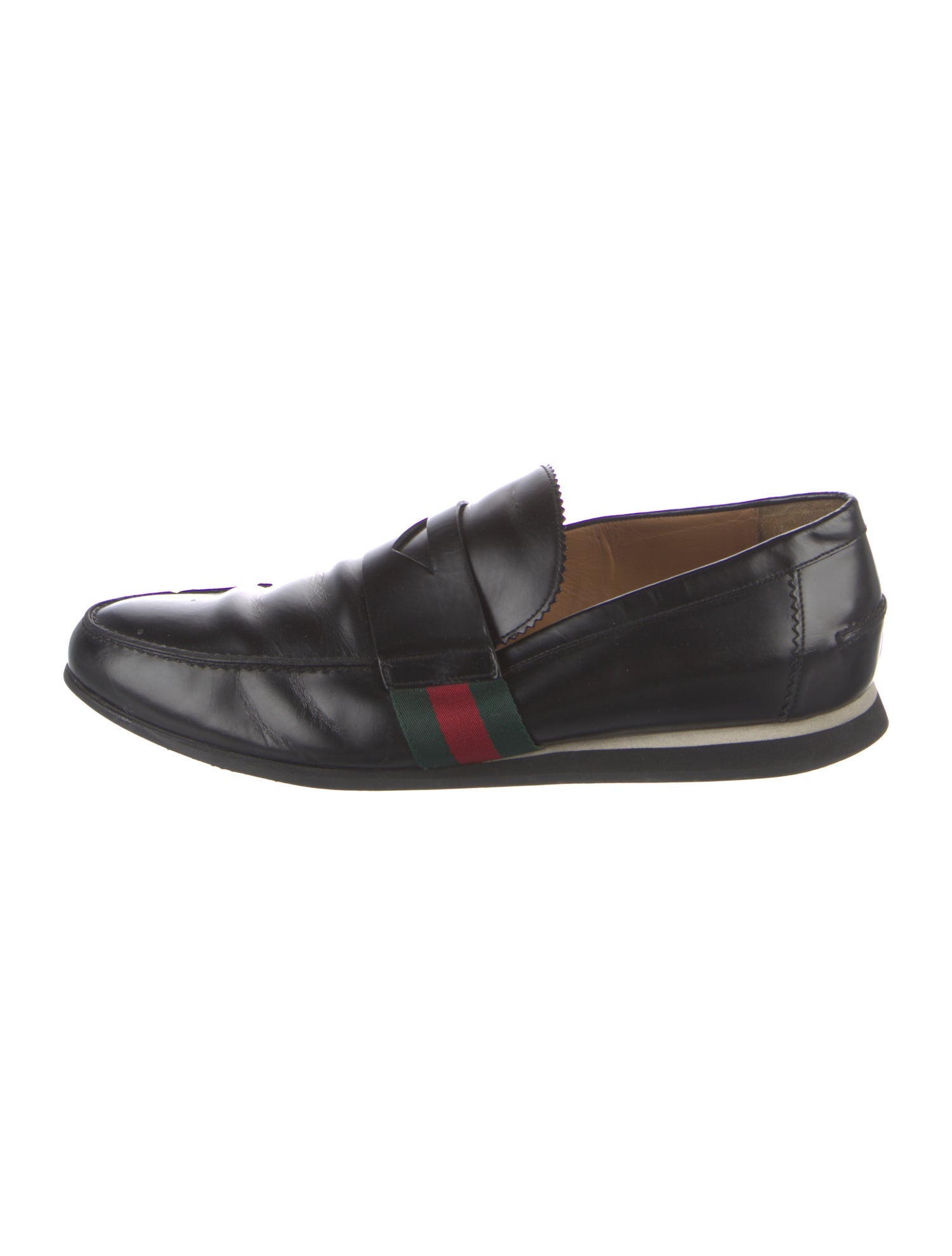 Gucci Web Accent Leather Dress Loafers