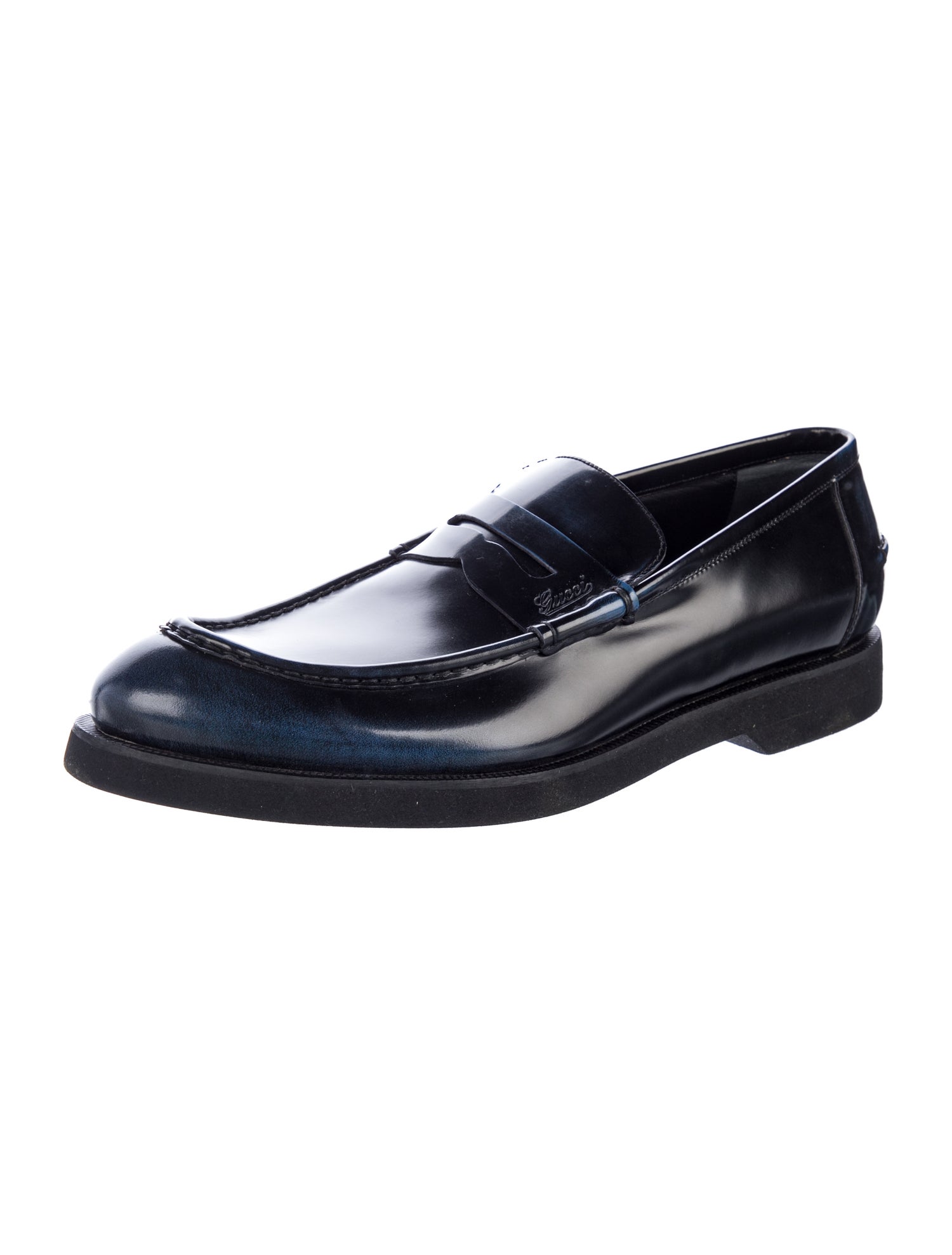 Gucci Patent Leather Distressed Accents Loafers